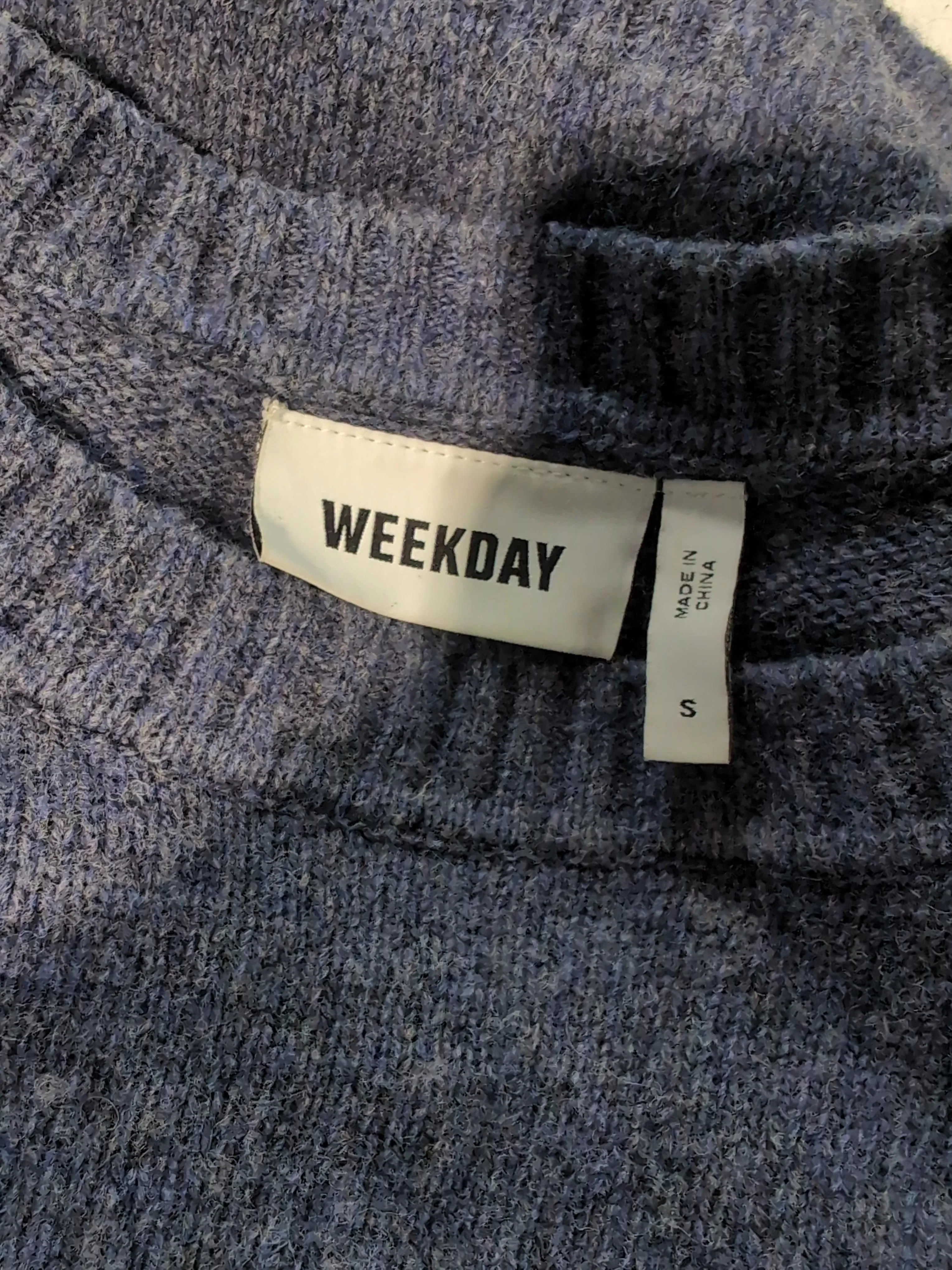 Weekday Men's Jumper S Blue 100% Wool Crew Neck Pullover - Image 5