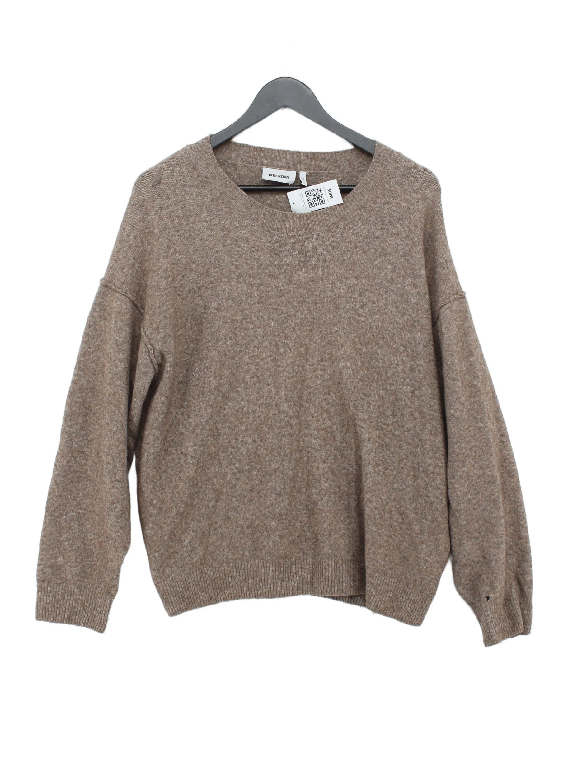 Weekday Men's Jumper S Brown Wool with Polyamide, Polyester, Elastane Pullover