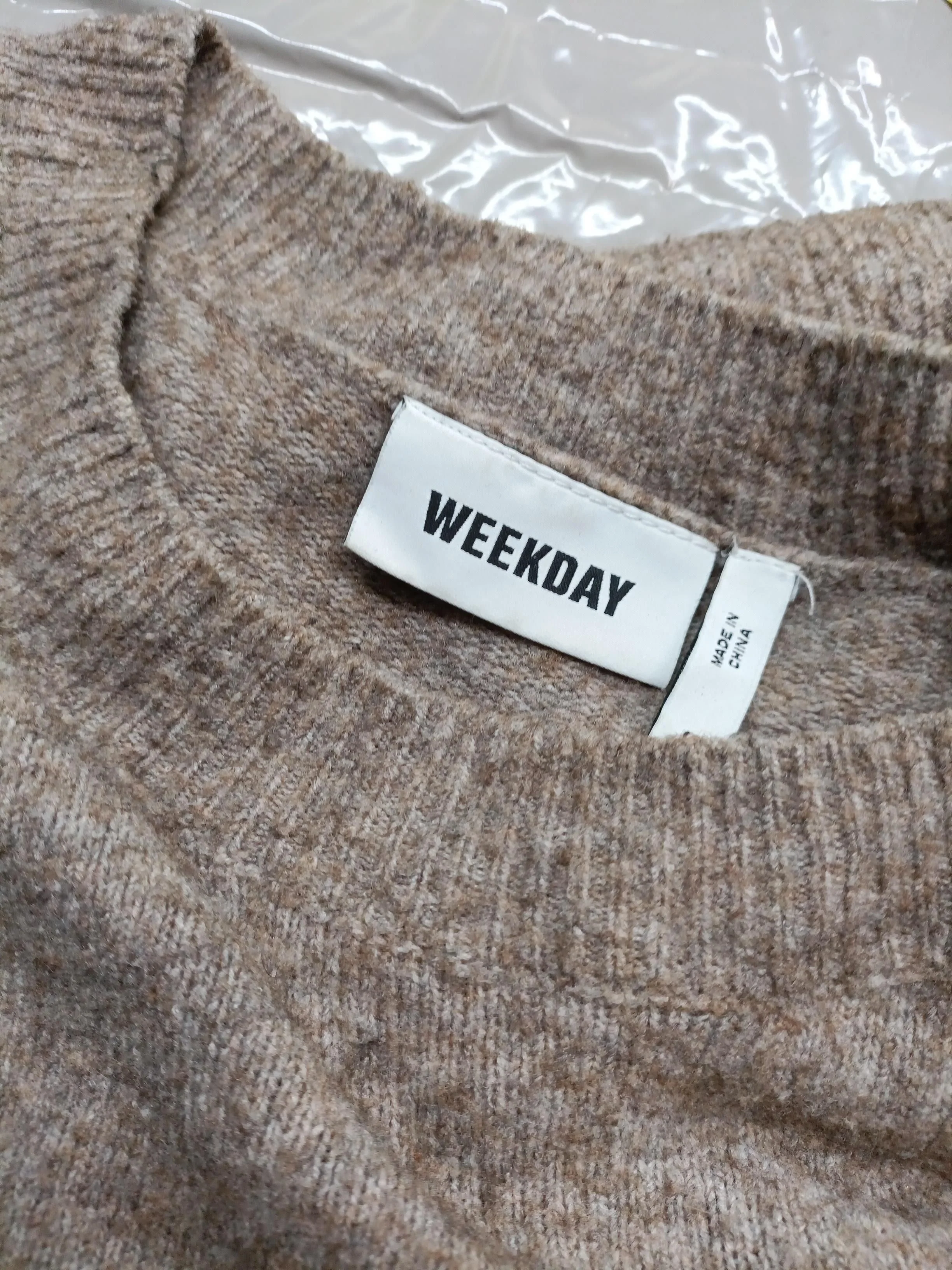 Weekday Men's Jumper S Brown Wool with Polyamide, Polyester, Elastane Pullover - Image 6