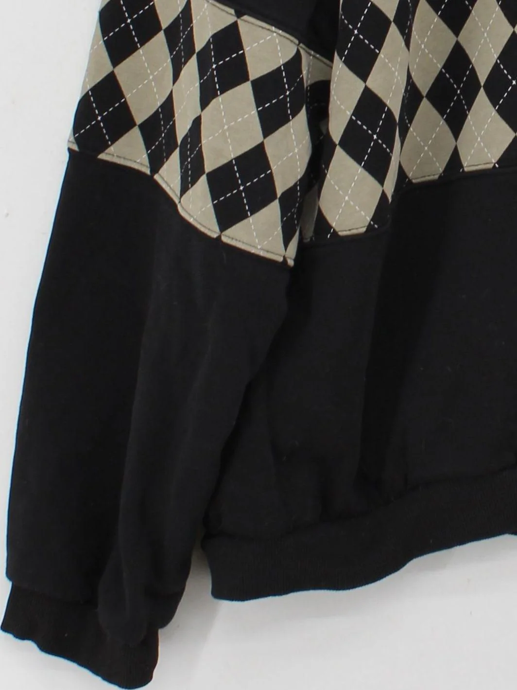 Weekday Men's Polo L Black Argyle Cotton with Polyester Basic - Image 4