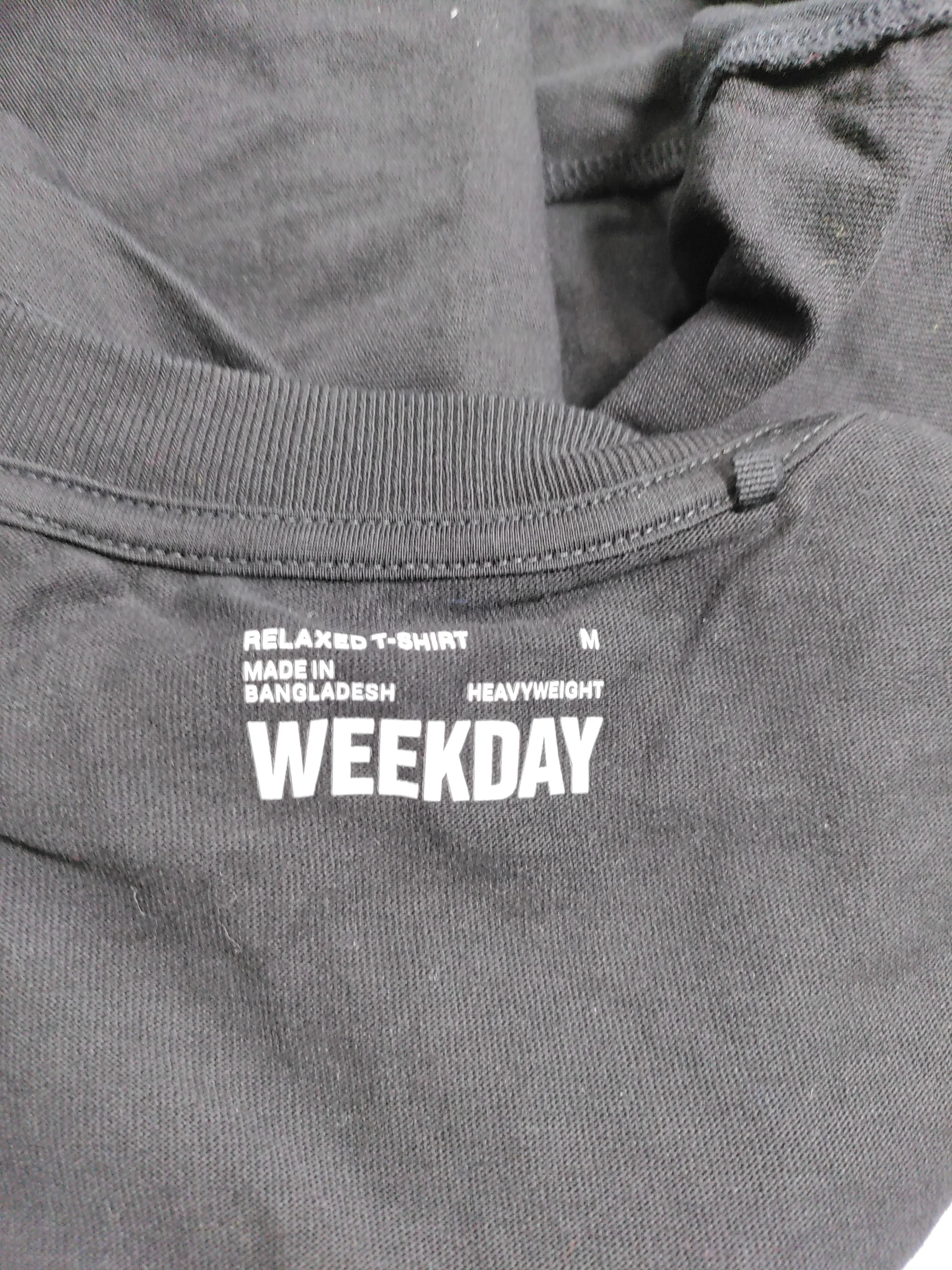 Weekday Men's T-Shirt M Black 100% Cotton Basic - Image 5