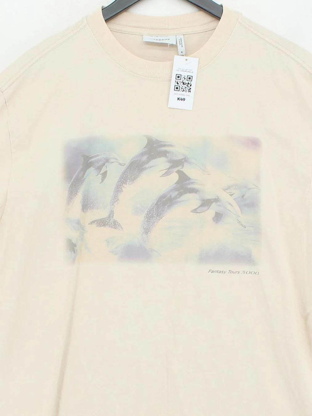 Weekday Men's T-Shirt M Cream Graphic 100% Cotton Basic - Image 3