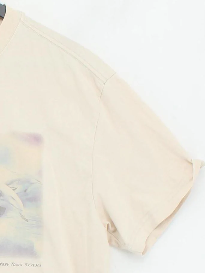 Weekday Men's T-Shirt M Cream Graphic 100% Cotton Basic - Image 4