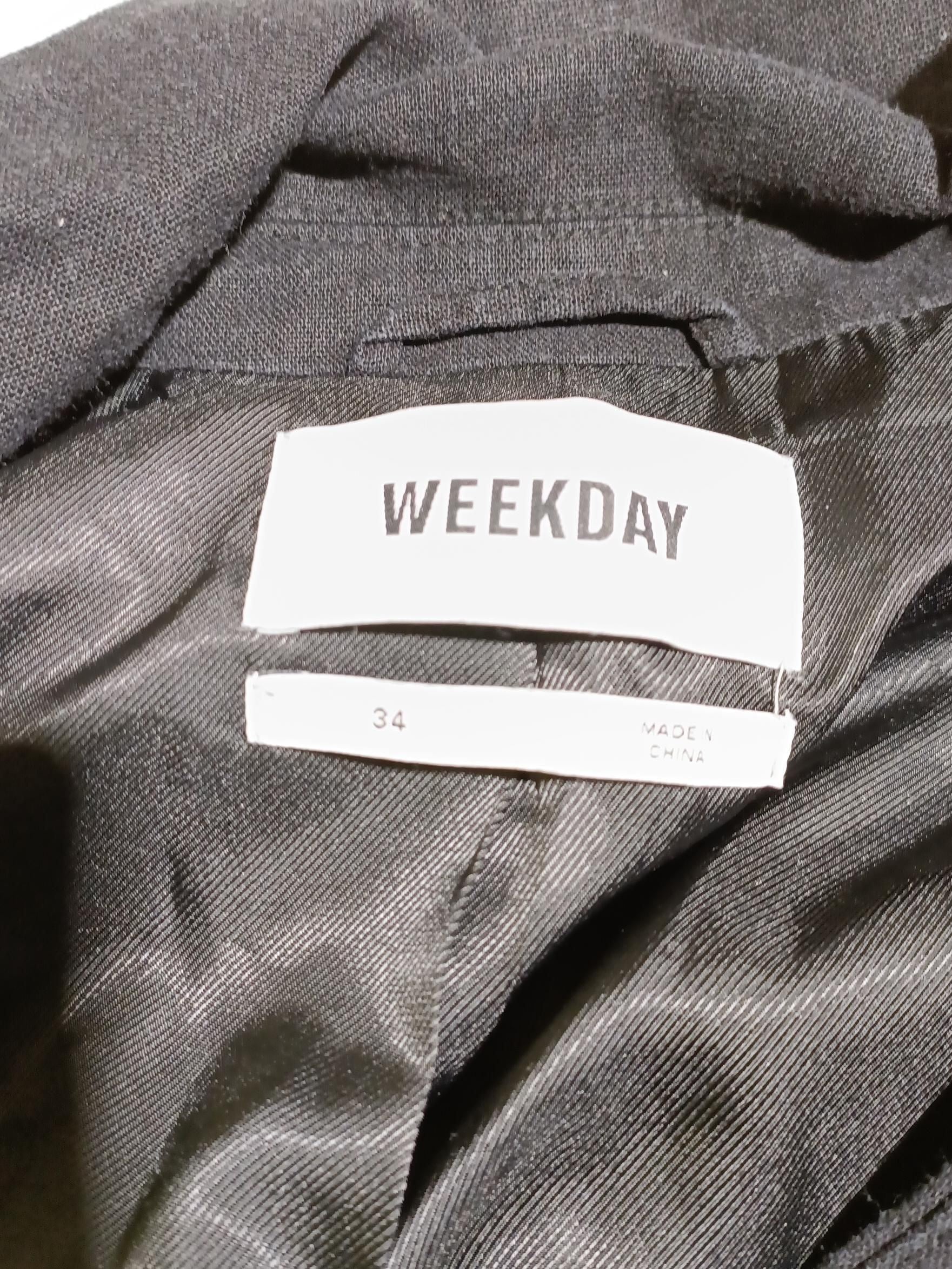 Weekday Women's Blazer UK 6 Black Linen with Viscose, Polyester Overcoat - Image 5