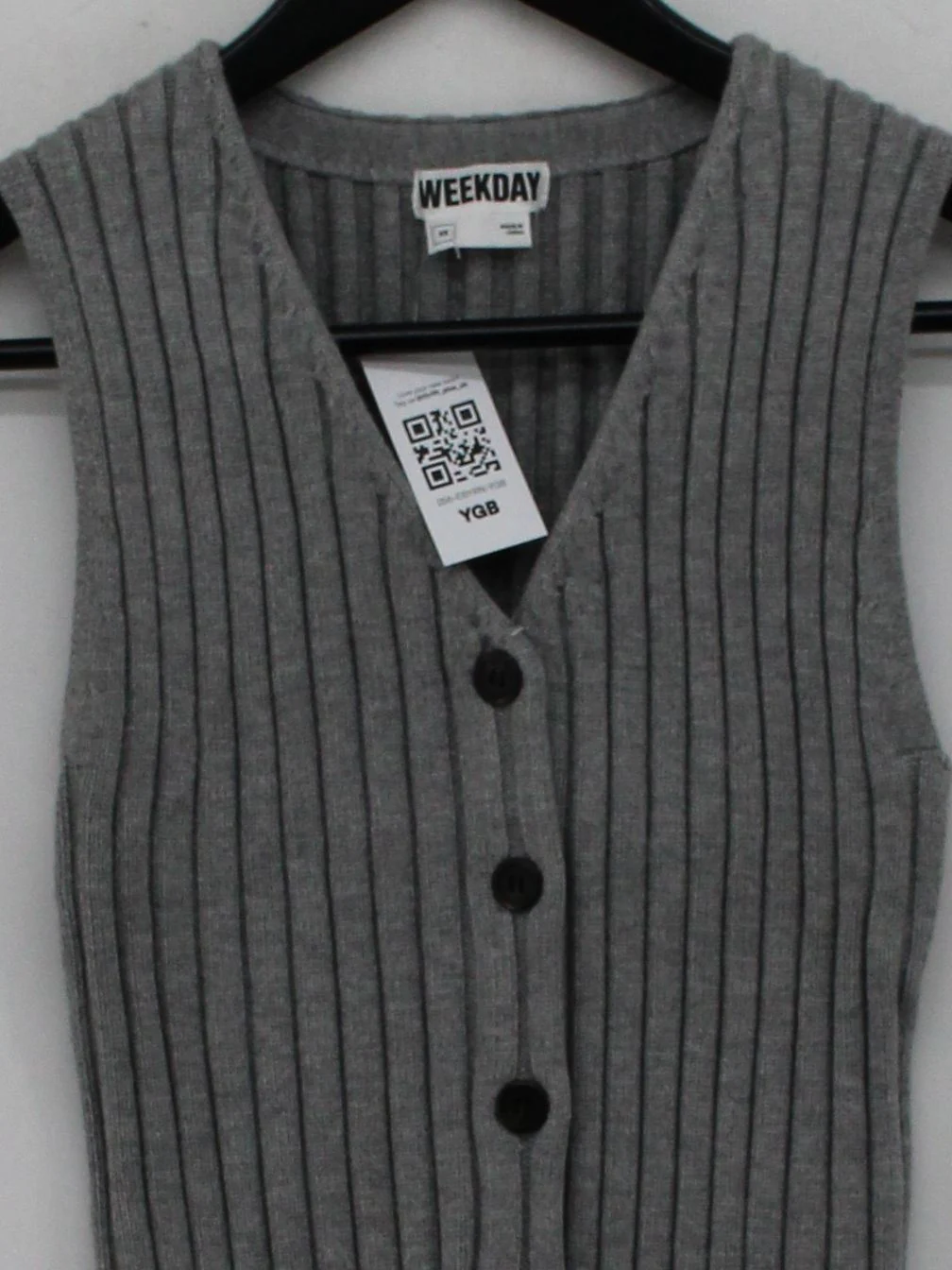 Weekday Women's Cardigan XS Grey Viscose with Polyester V-Neck Cardigan - Image 3