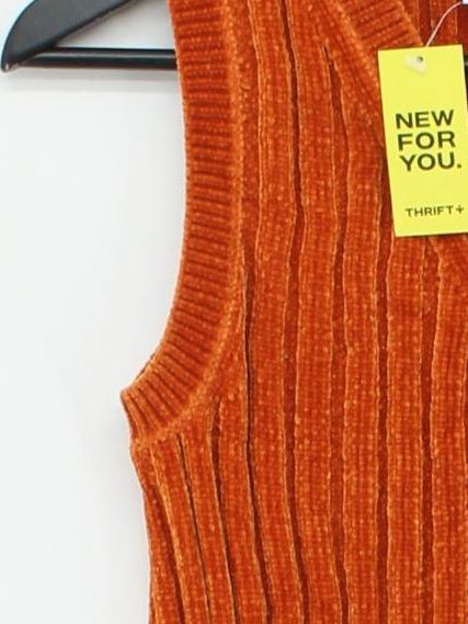 Weekday Women's Cardigan XS Orange Polyester with Polyamide V-Neck Cardigan - Image 4