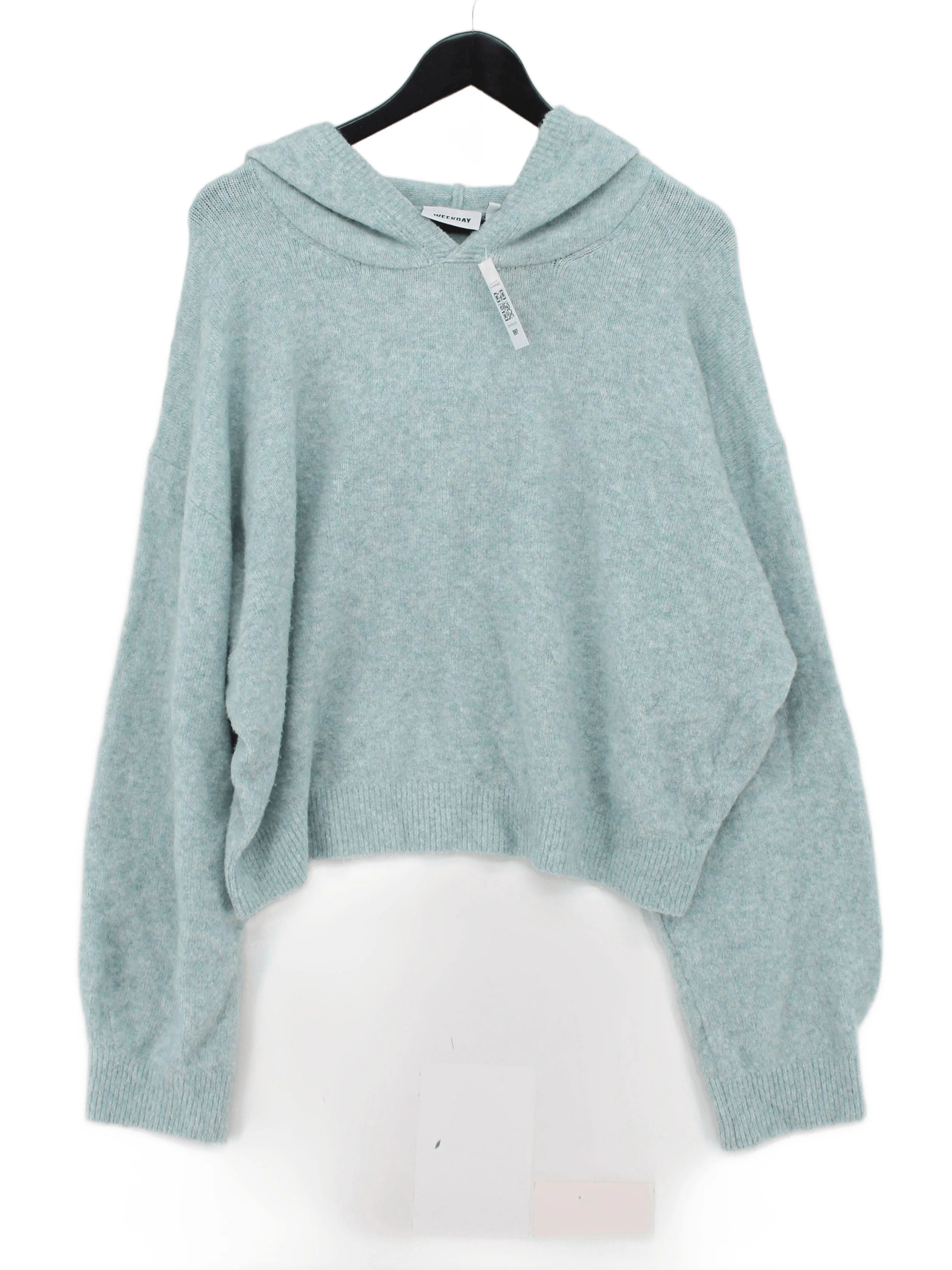 Weekday Women's Hoodie L Blue Acrylic with Polyamide, Elastane, Wool Pullover