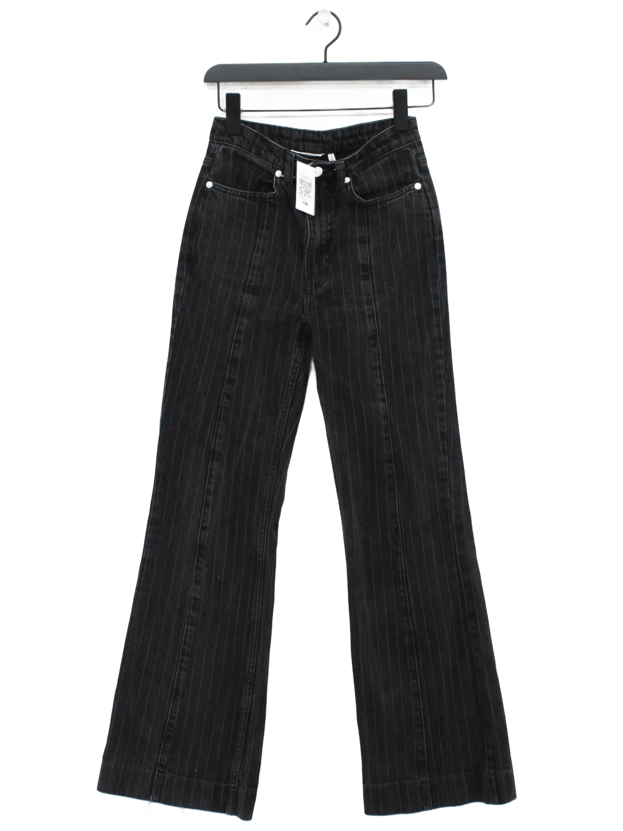 Weekday Women's Jeans UK 6 Black Striped 100% Cotton Flared