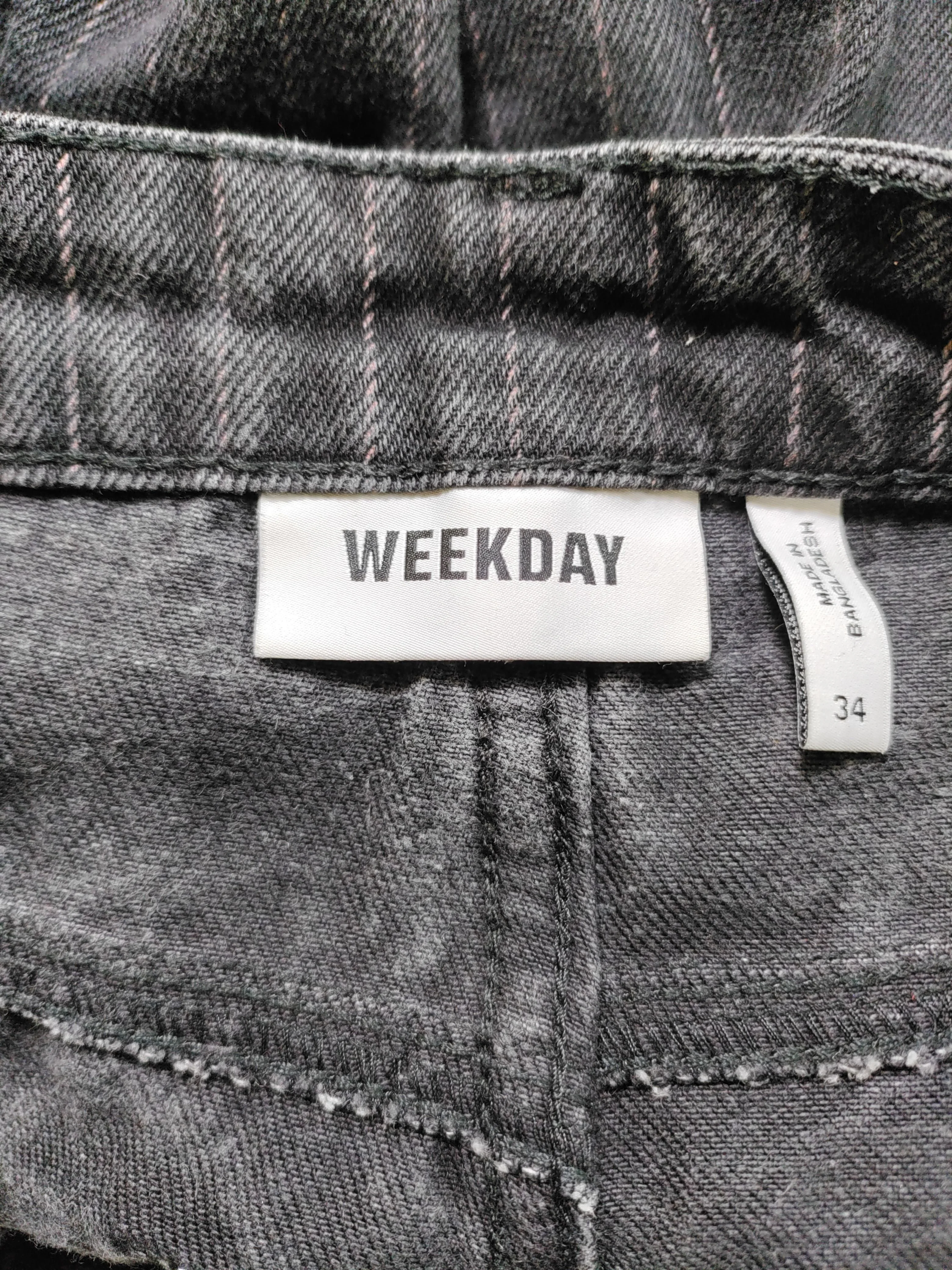 Weekday Women's Jeans UK 6 Black Striped 100% Cotton Flared - Image 5