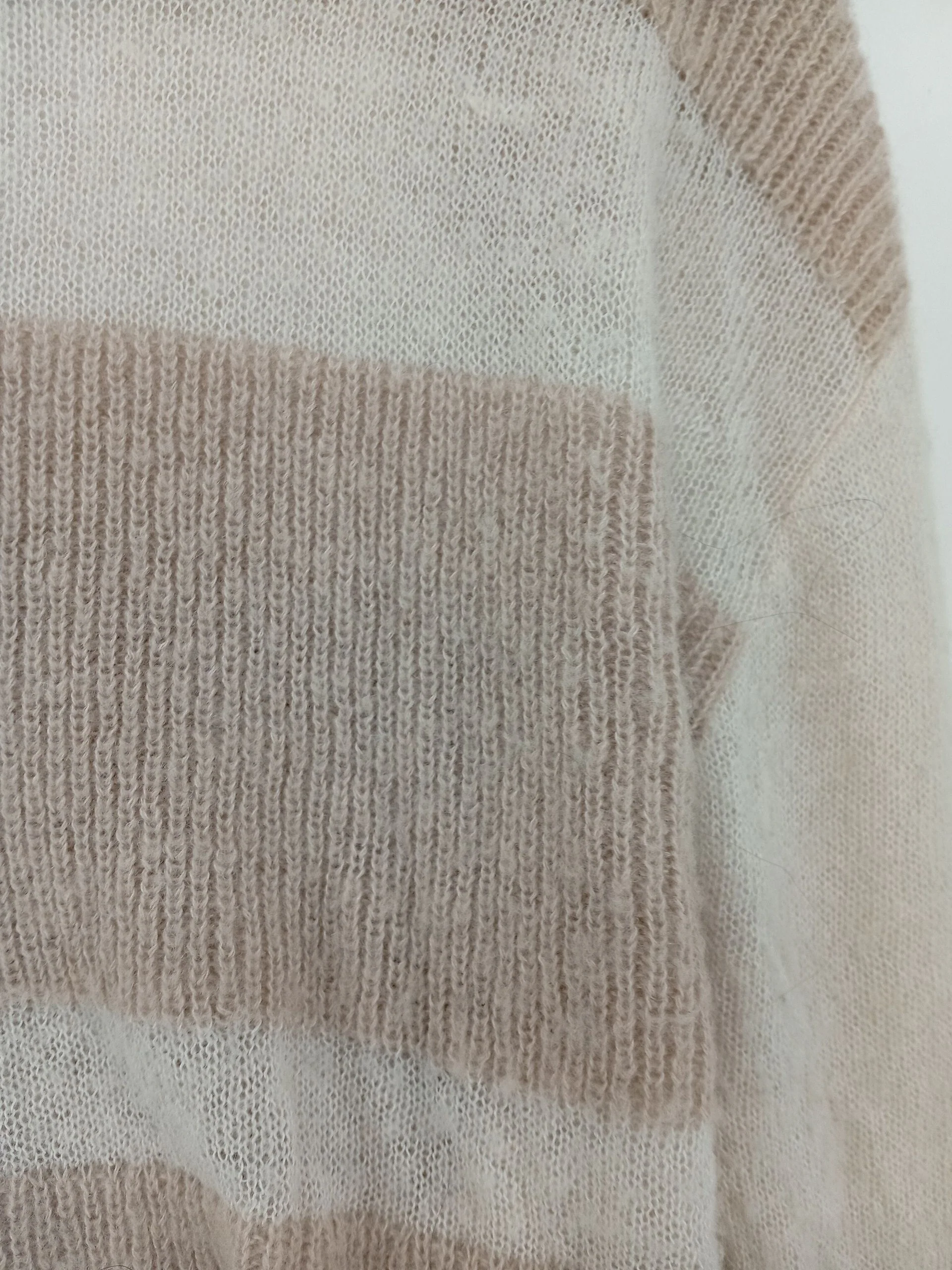 Weekday Women's Jumper L Cream Striped Polyamide with Wool Roll Neck Pullover - Image 5