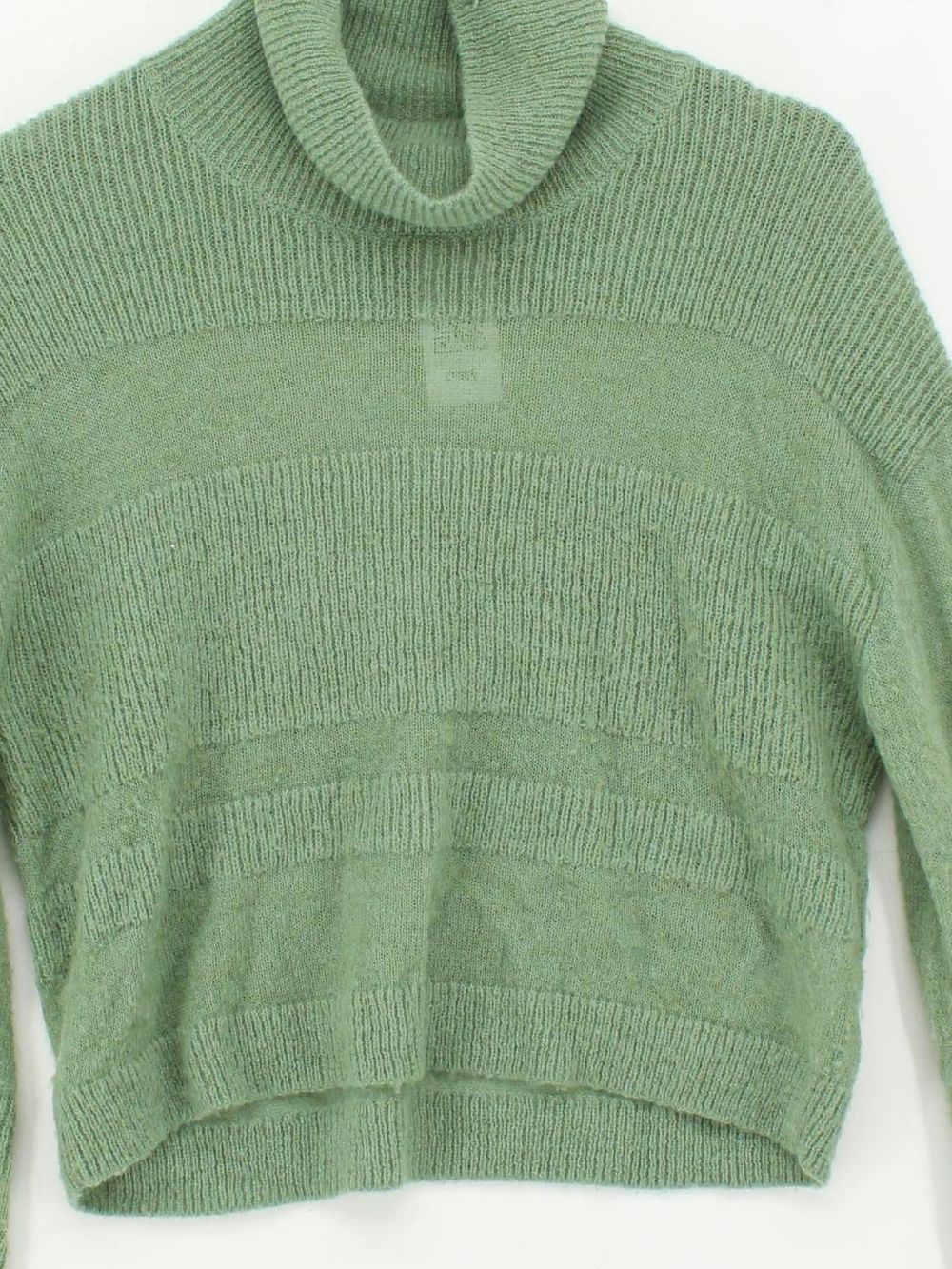 Weekday Women's Jumper L Green Wool with Polyamide Roll Neck Pullover - Image 3