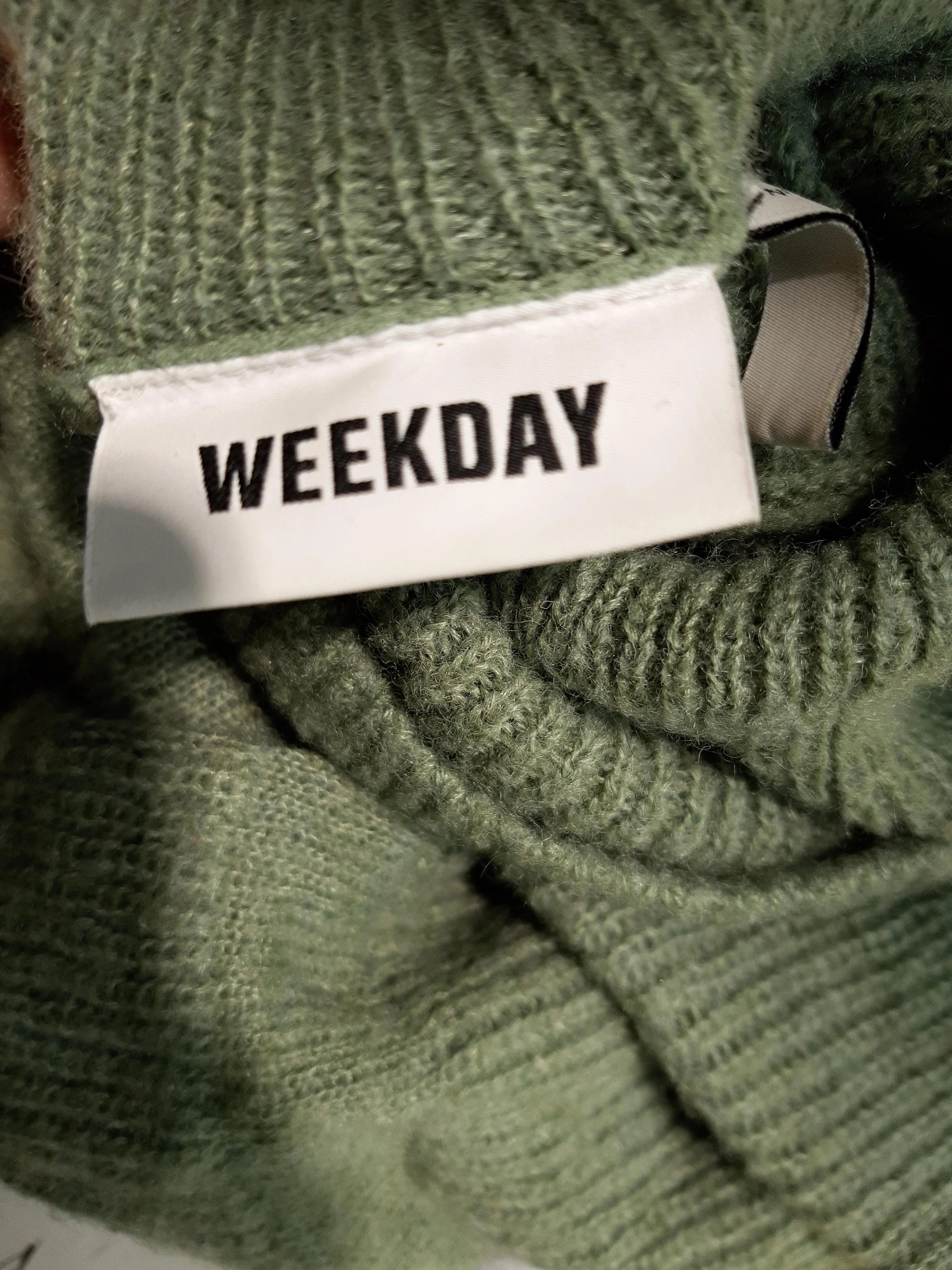 Weekday Women's Jumper L Green Wool with Polyamide Roll Neck Pullover - Image 6