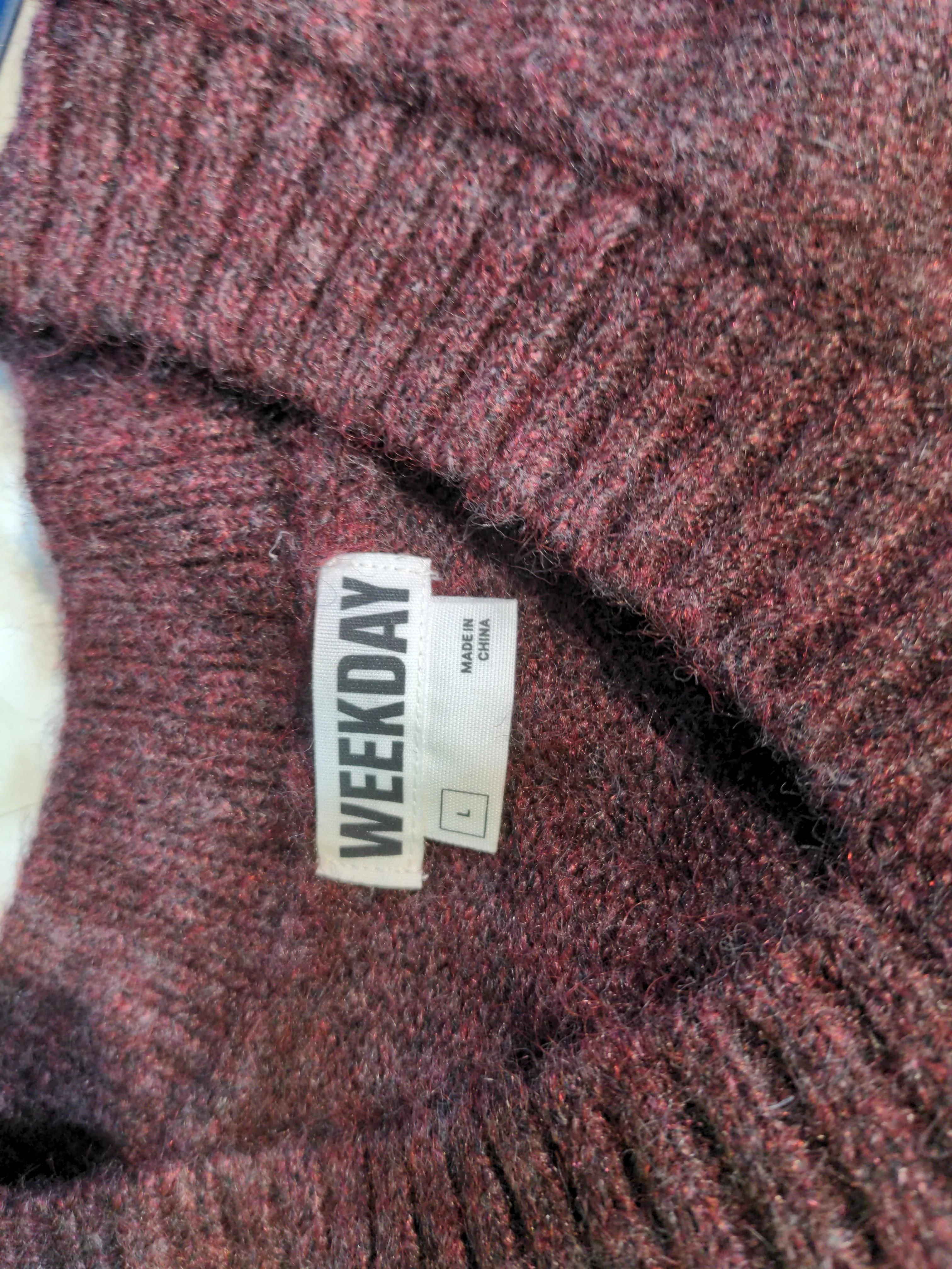 Weekday Women's Jumper L Red Wool with Polyester, Elastane Round Neck Vest - Image 5