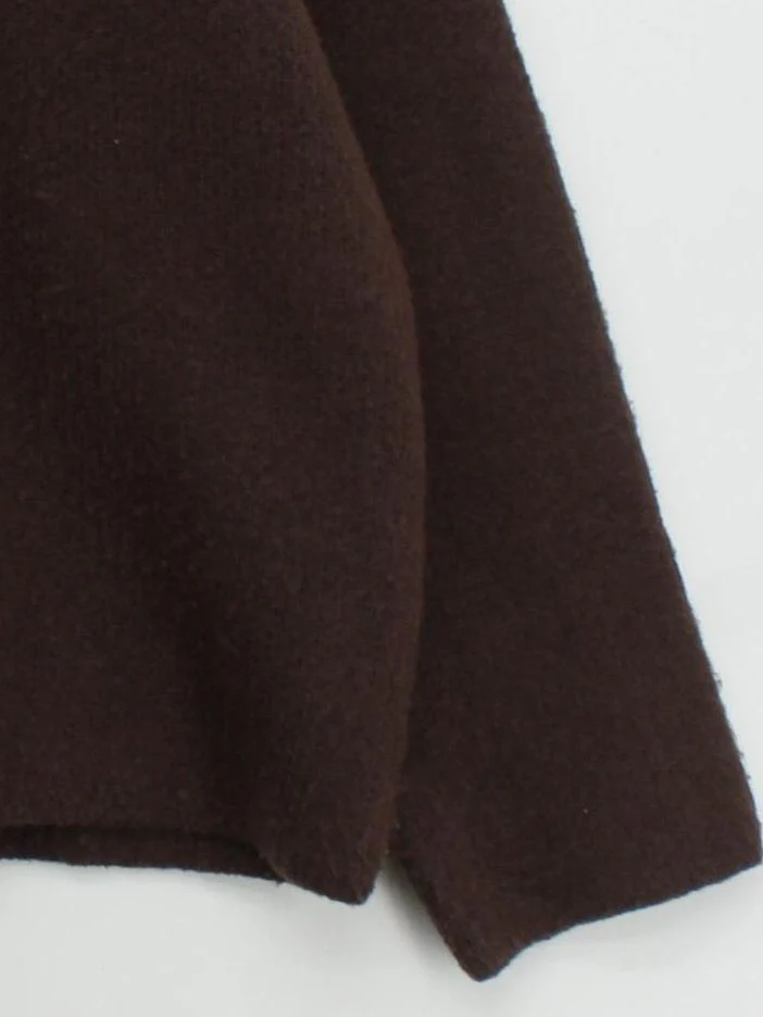 Weekday Women's Jumper M Brown Polyester with Wool Crew Neck Pullover - Image 4