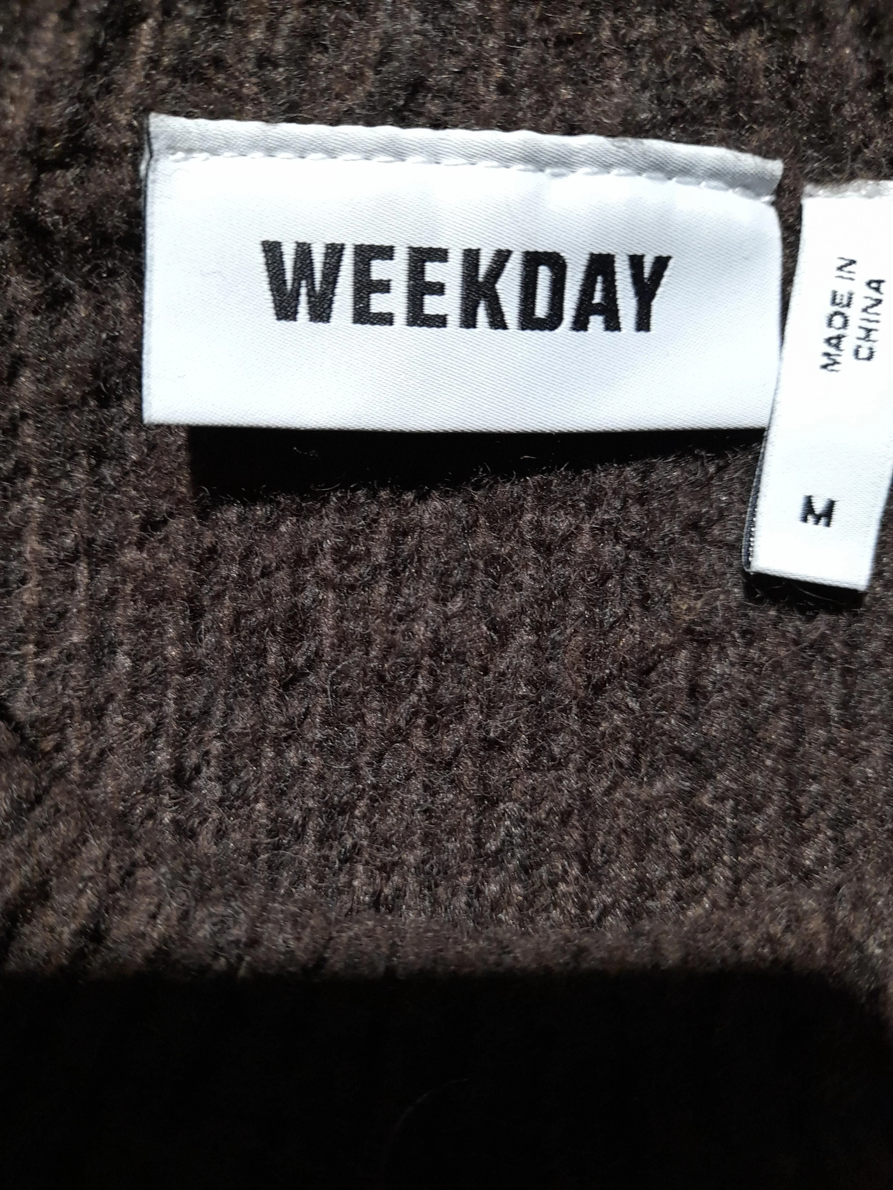 Weekday Women's Jumper M Brown Polyester with Wool Crew Neck Pullover - Image 5