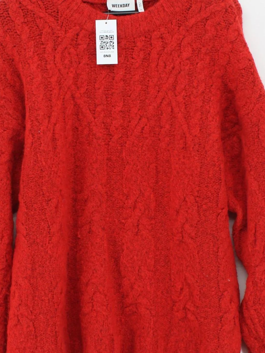 Weekday Women's Jumper S Red Polyester with Wool, Polyamide, Elastane Pullover - Image 3