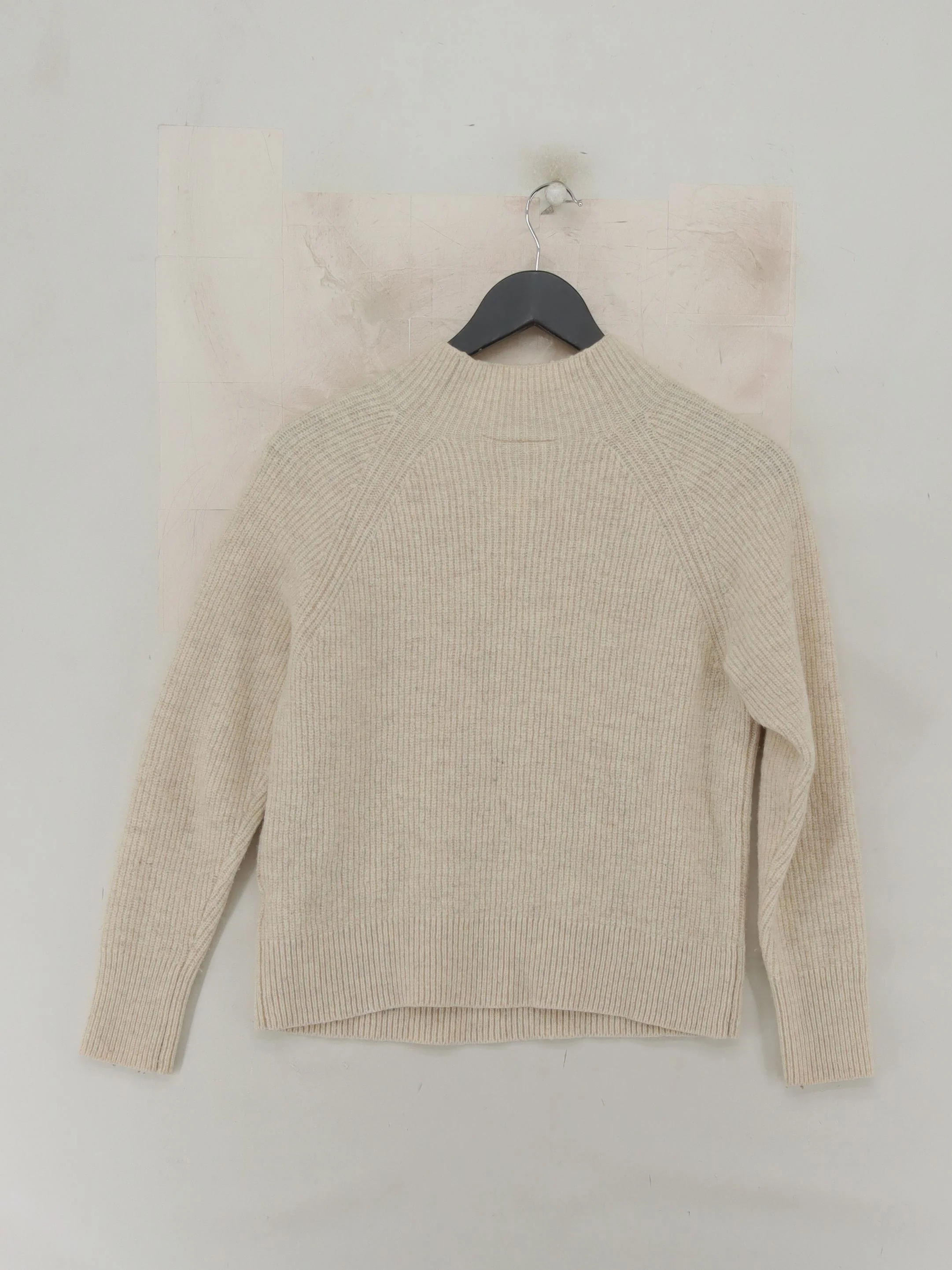 Weekday Women's Jumper XS Cream 100% Wool Mock Neck Pullover - Image 2