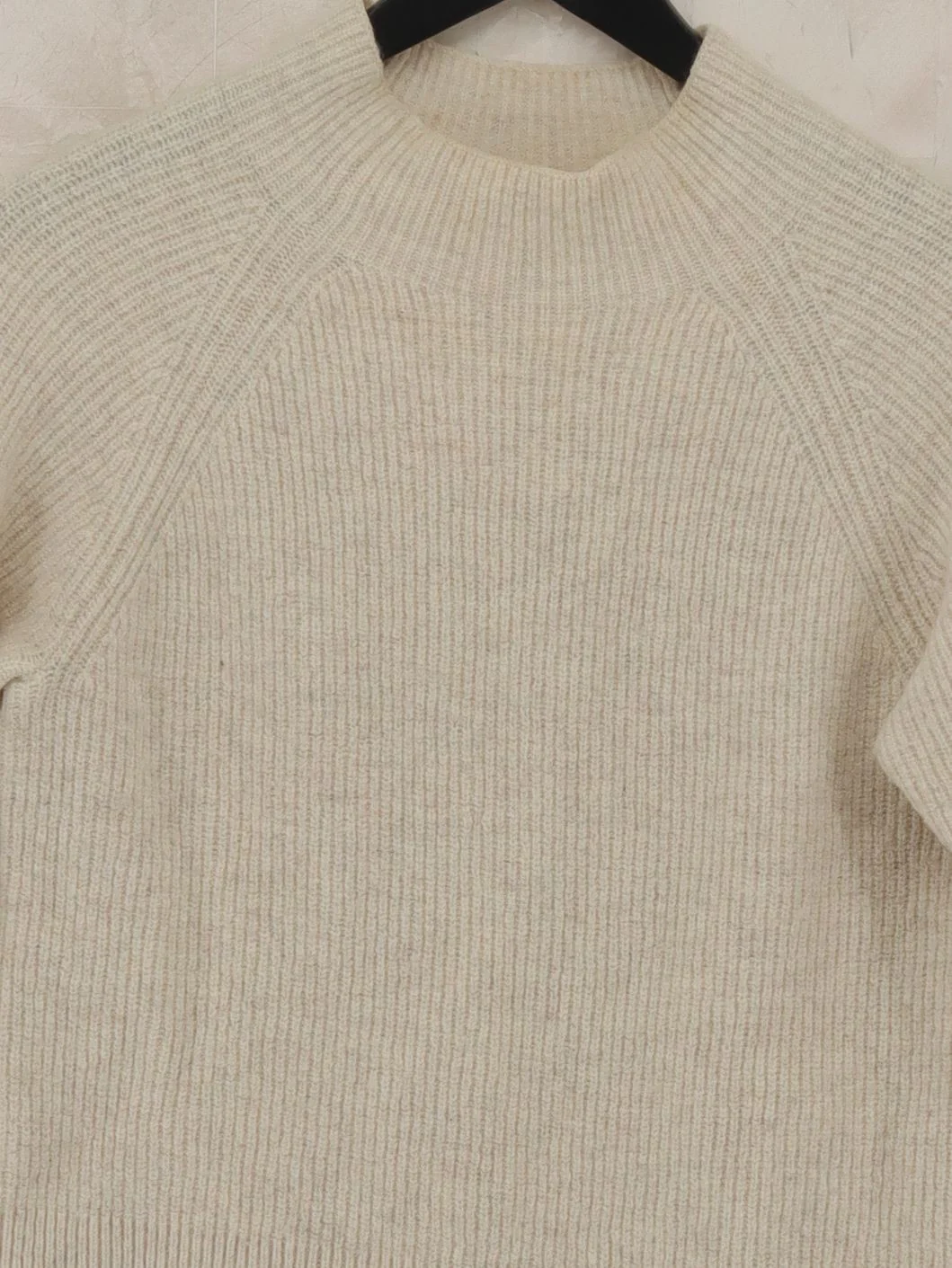 Weekday Women's Jumper XS Cream 100% Wool Mock Neck Pullover - Image 3