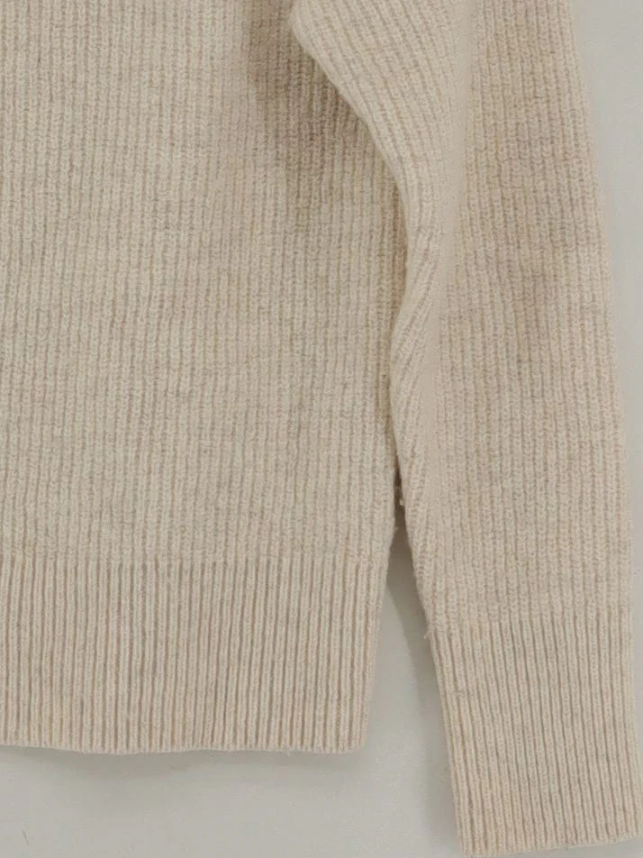 Weekday Women's Jumper XS Cream 100% Wool Mock Neck Pullover - Image 4