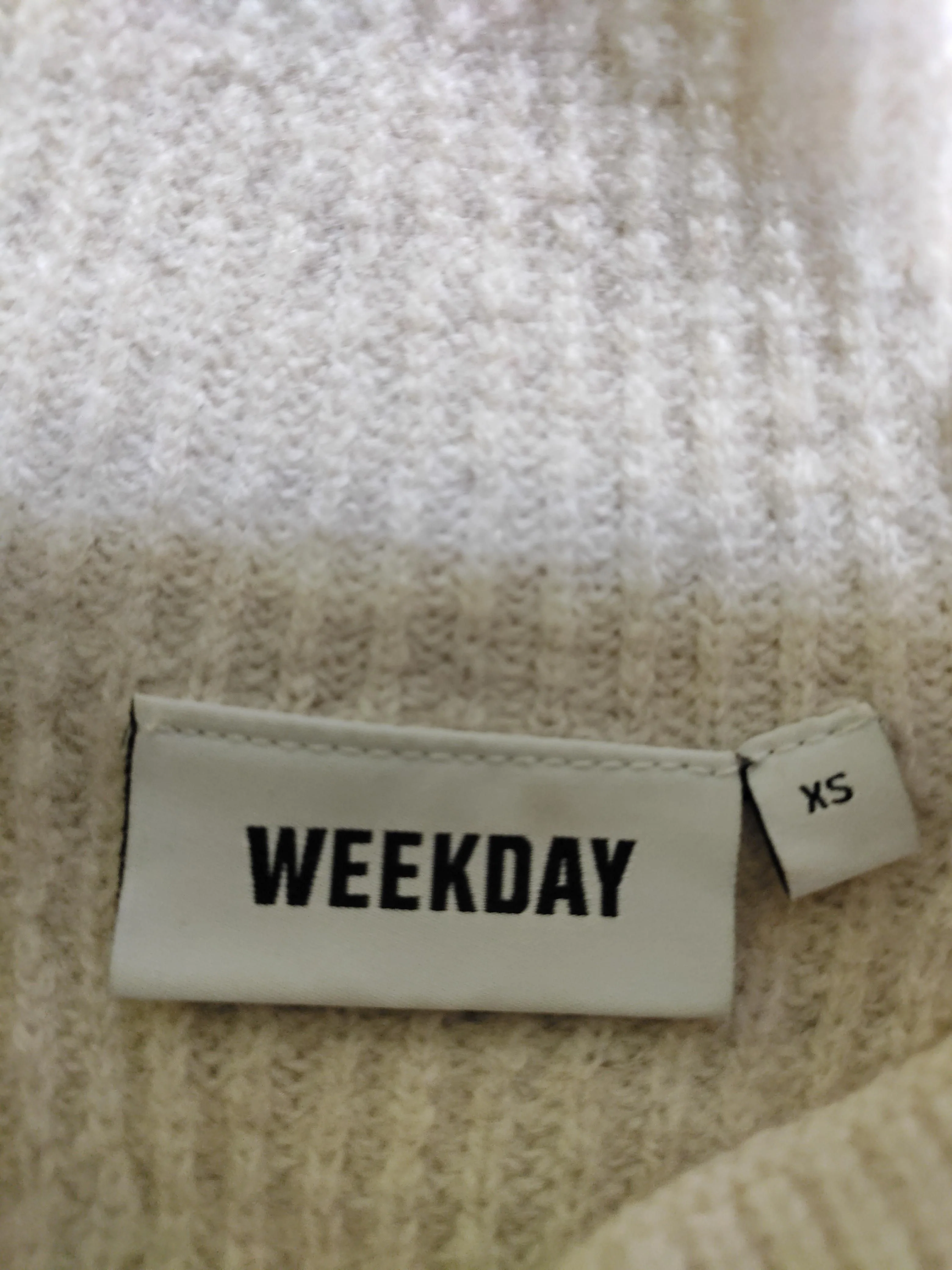 Weekday Women's Jumper XS Cream 100% Wool Mock Neck Pullover - Image 5