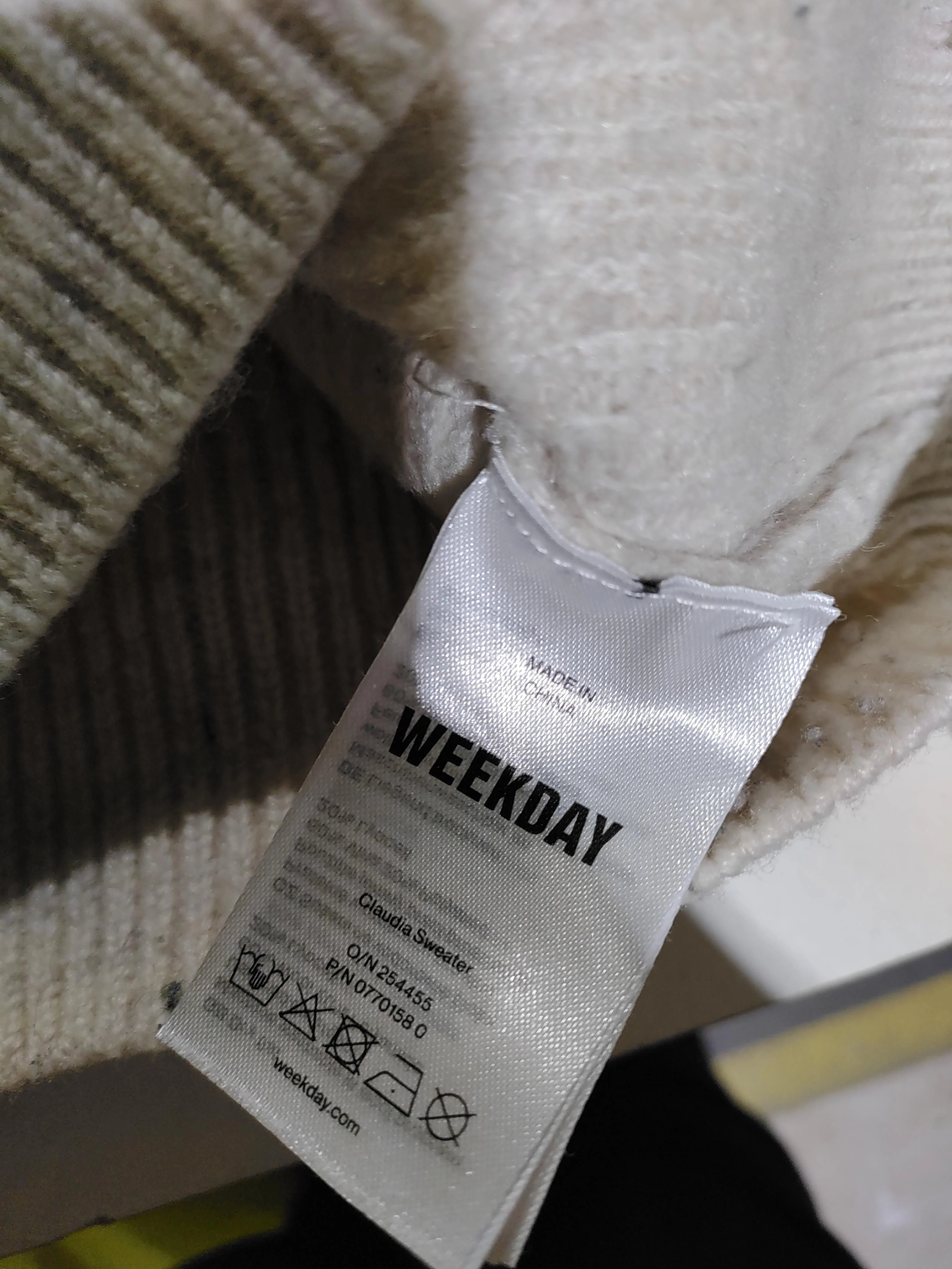 Weekday Women's Jumper XS Cream 100% Wool Mock Neck Pullover - Image 6