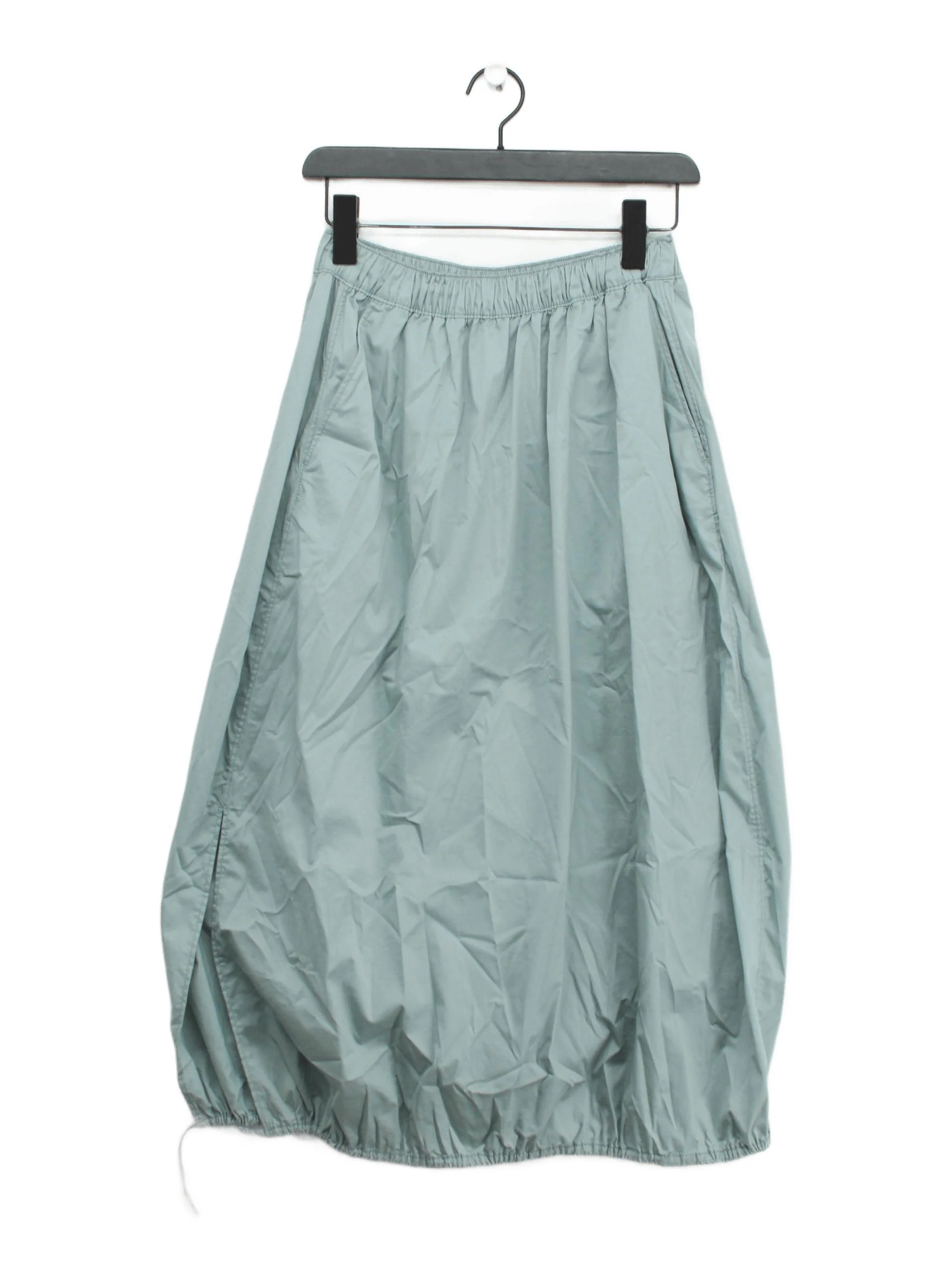Weekday Women's Midi Skirt UK 8 Green Cotton with Polyamide, Elastane A-Line