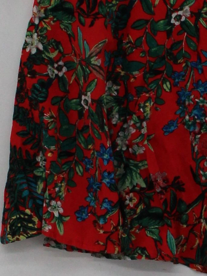 Weekday Women's Mini Skirt UK 8 Red Floral 100% Viscose Short Mini - Image 4