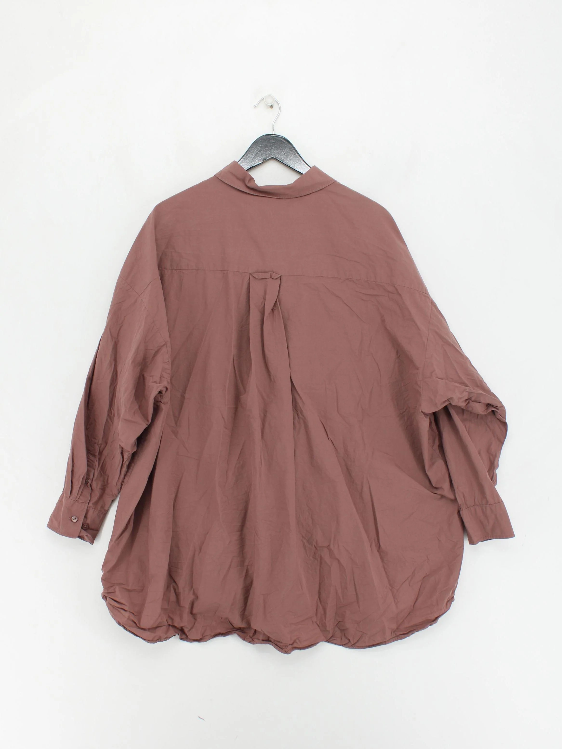 Weekday Women's Shirt M Brown 100% Cotton Long Sleeve Collared Basic - Image 2