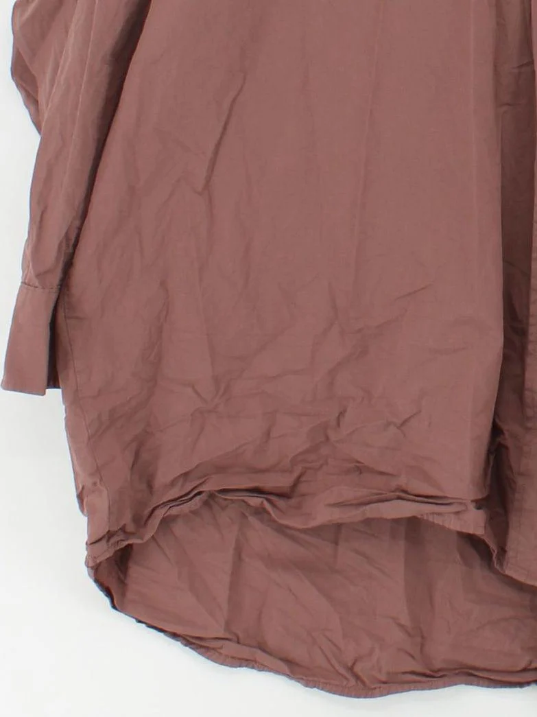 Weekday Women's Shirt M Brown 100% Cotton Long Sleeve Collared Basic - Image 4