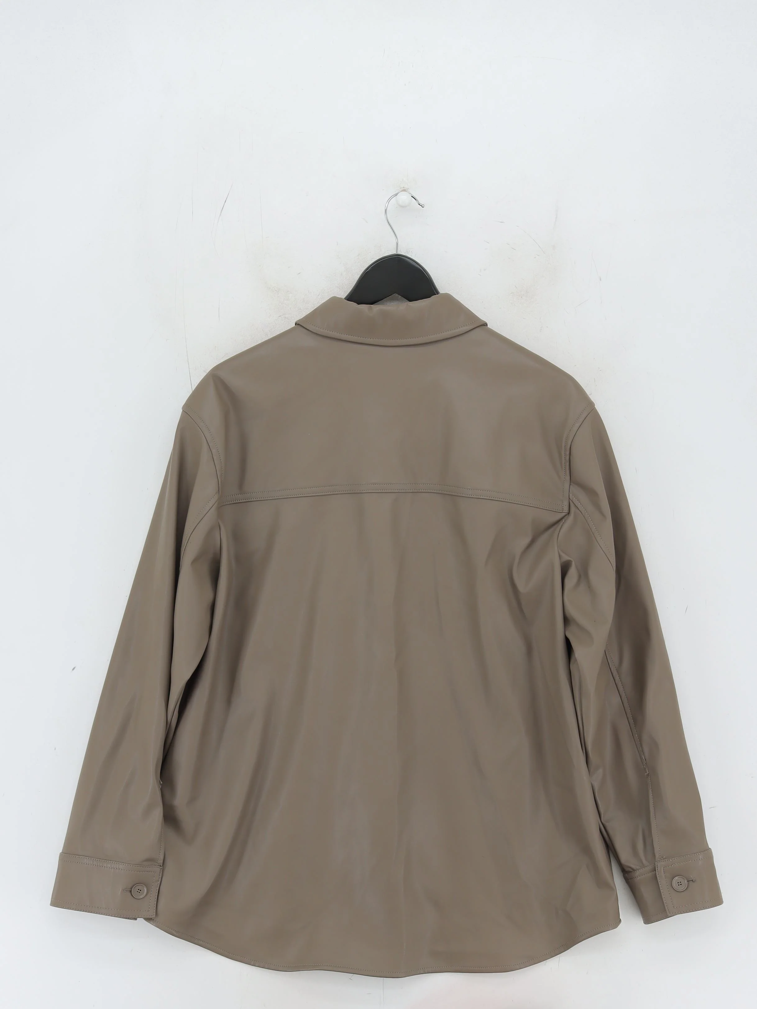Weekday Women's Shirt S Brown 100% Polyester Long Sleeve Collared Basic - Image 2
