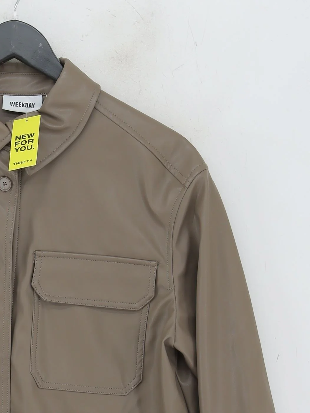 Weekday Women's Shirt S Brown 100% Polyester Long Sleeve Collared Basic - Image 4