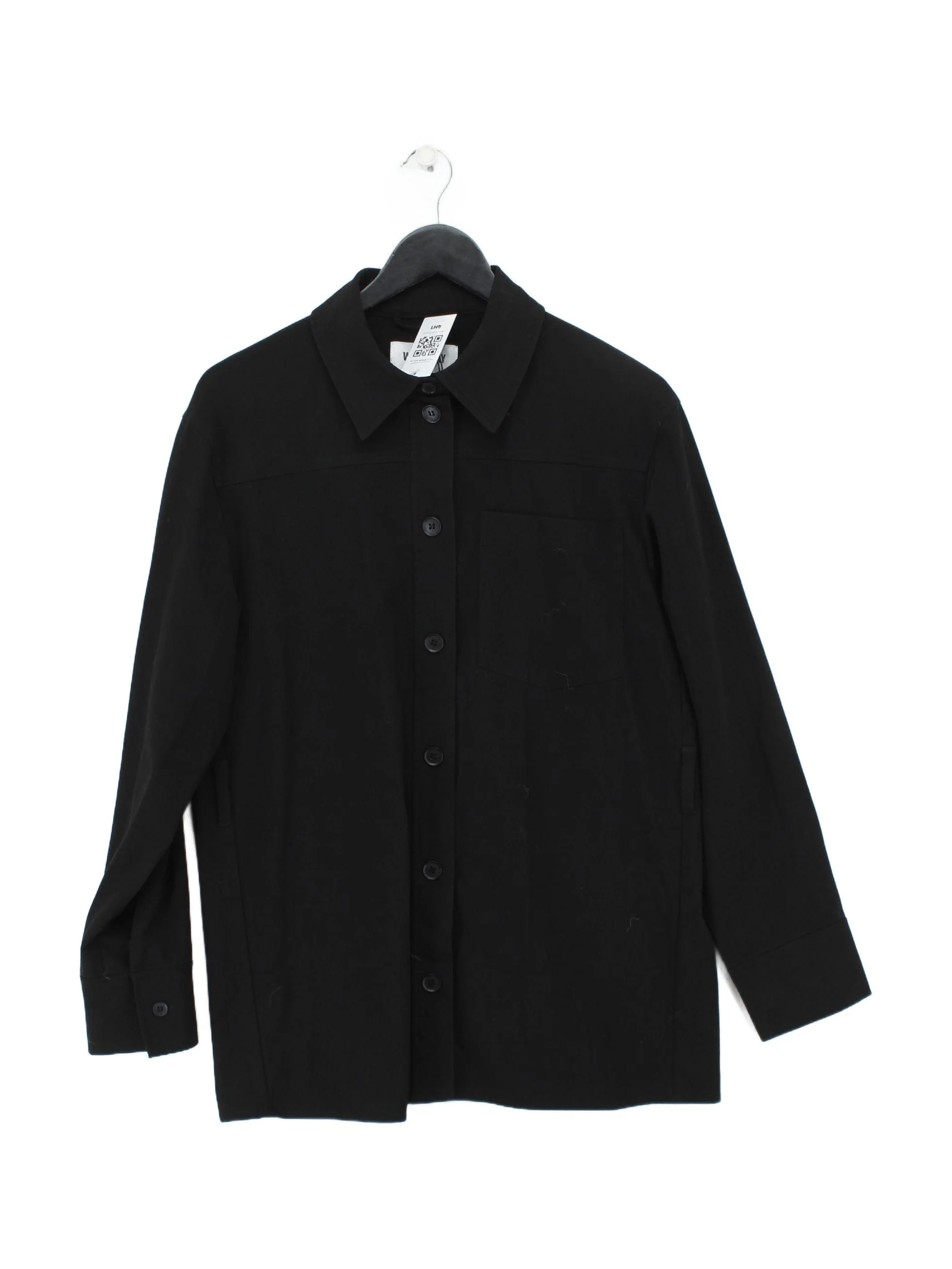 Weekday Women's Shirt UK 8 Black Polyester with Viscose, Elastane Basic