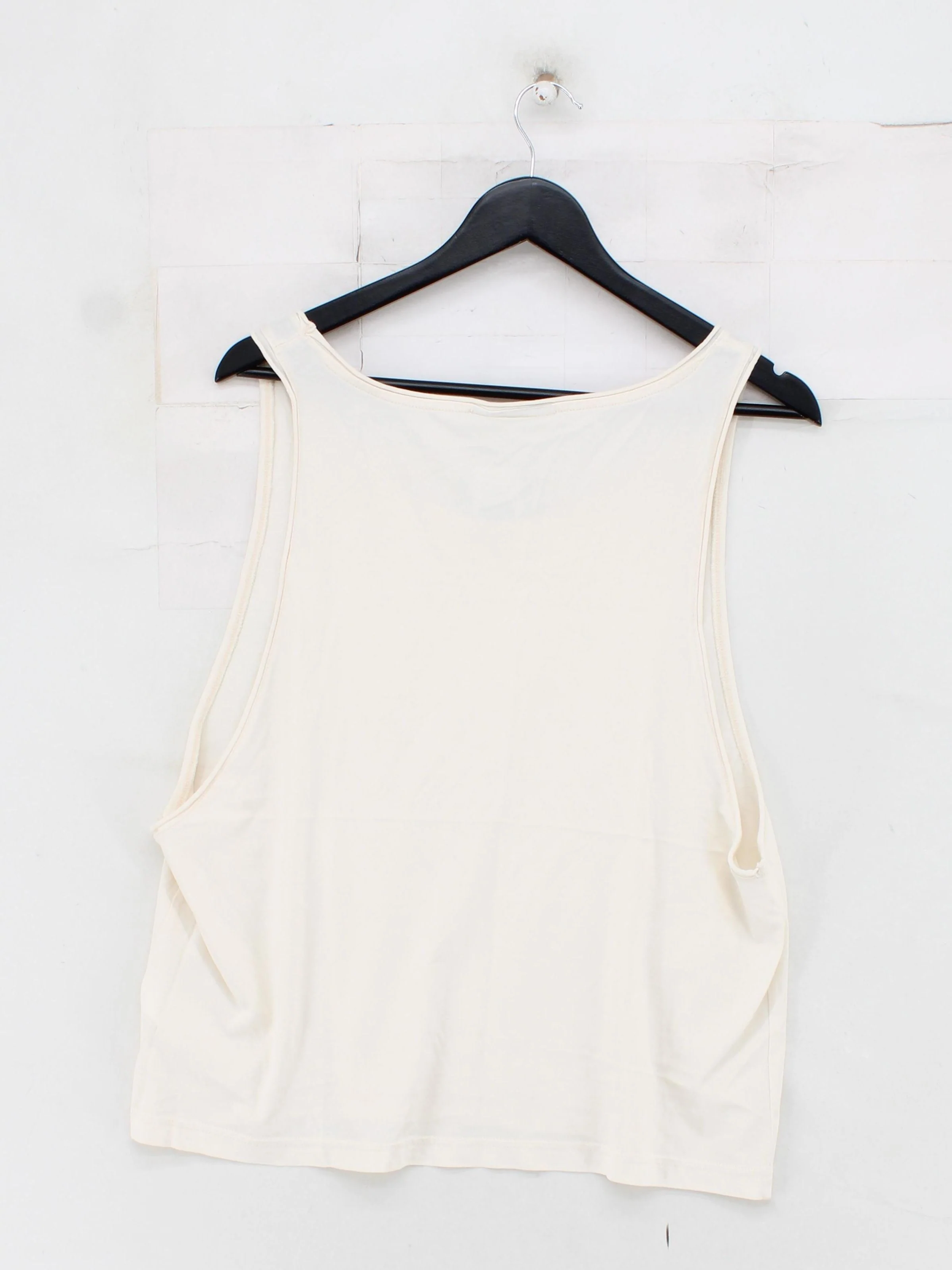 Weekday Women's T-Shirt L Cream 100% Cotton Sleeveless Round Neck Basic - Image 2