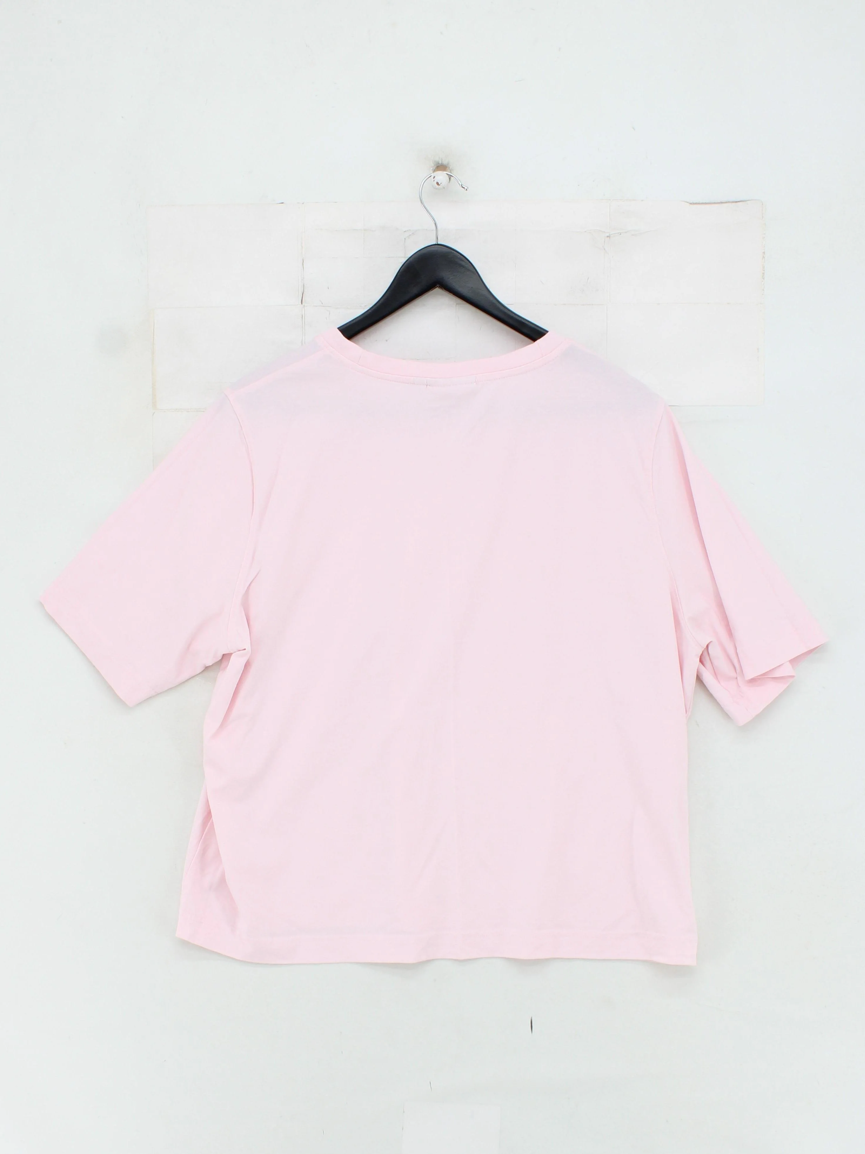 Weekday Women's T-Shirt L Pink 100% Other Short Sleeve Crew Neck Basic - Image 2
