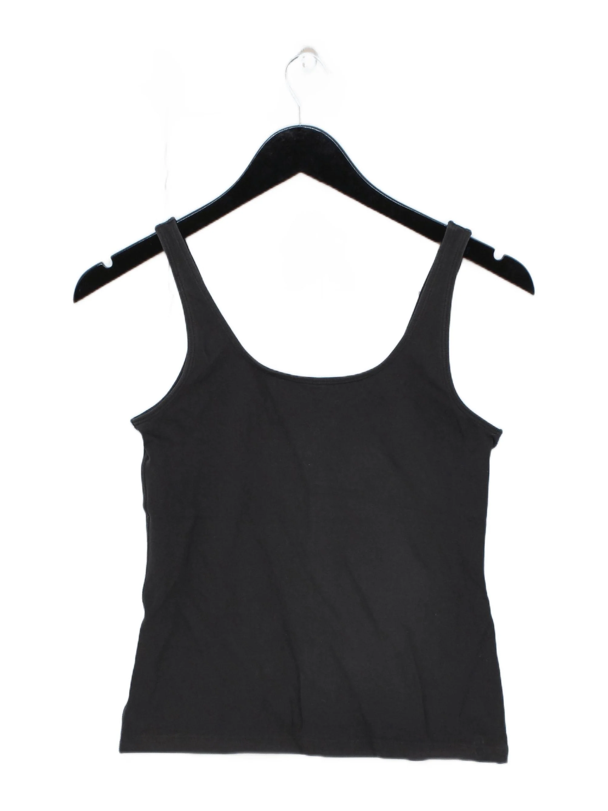 Weekday Women's T-Shirt M Black Cotton with Elastane Sleeveless Round Neck Basic