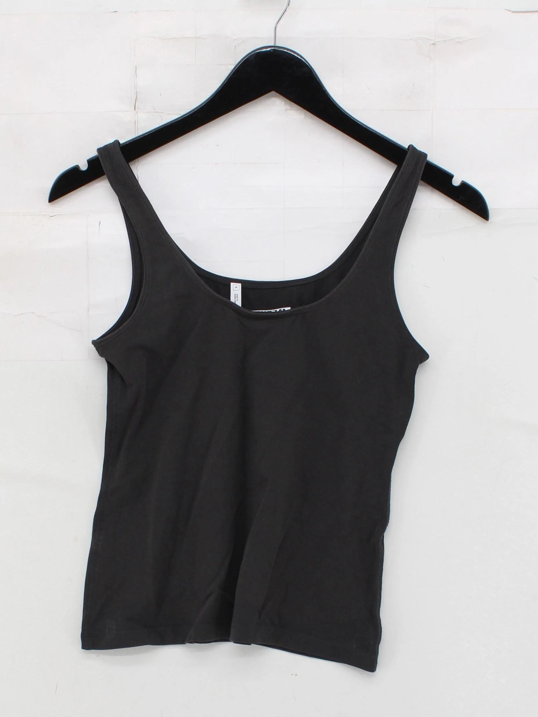 Weekday Women's T-Shirt M Black Cotton with Elastane Sleeveless Round Neck Basic - Image 2