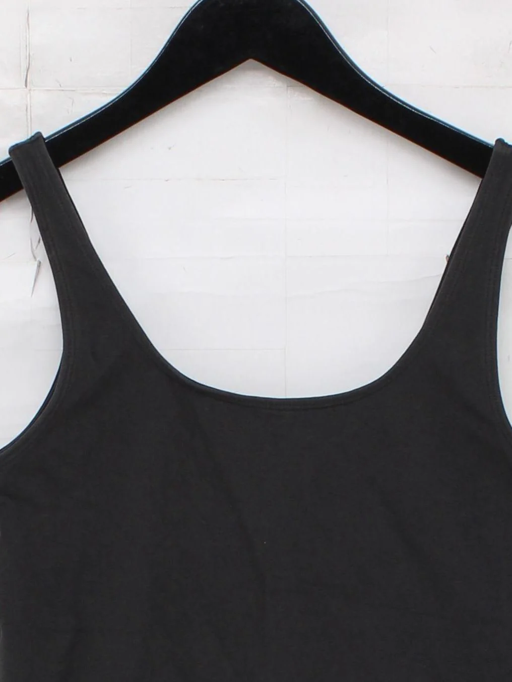 Weekday Women's T-Shirt M Black Cotton with Elastane Sleeveless Round Neck Basic - Image 3
