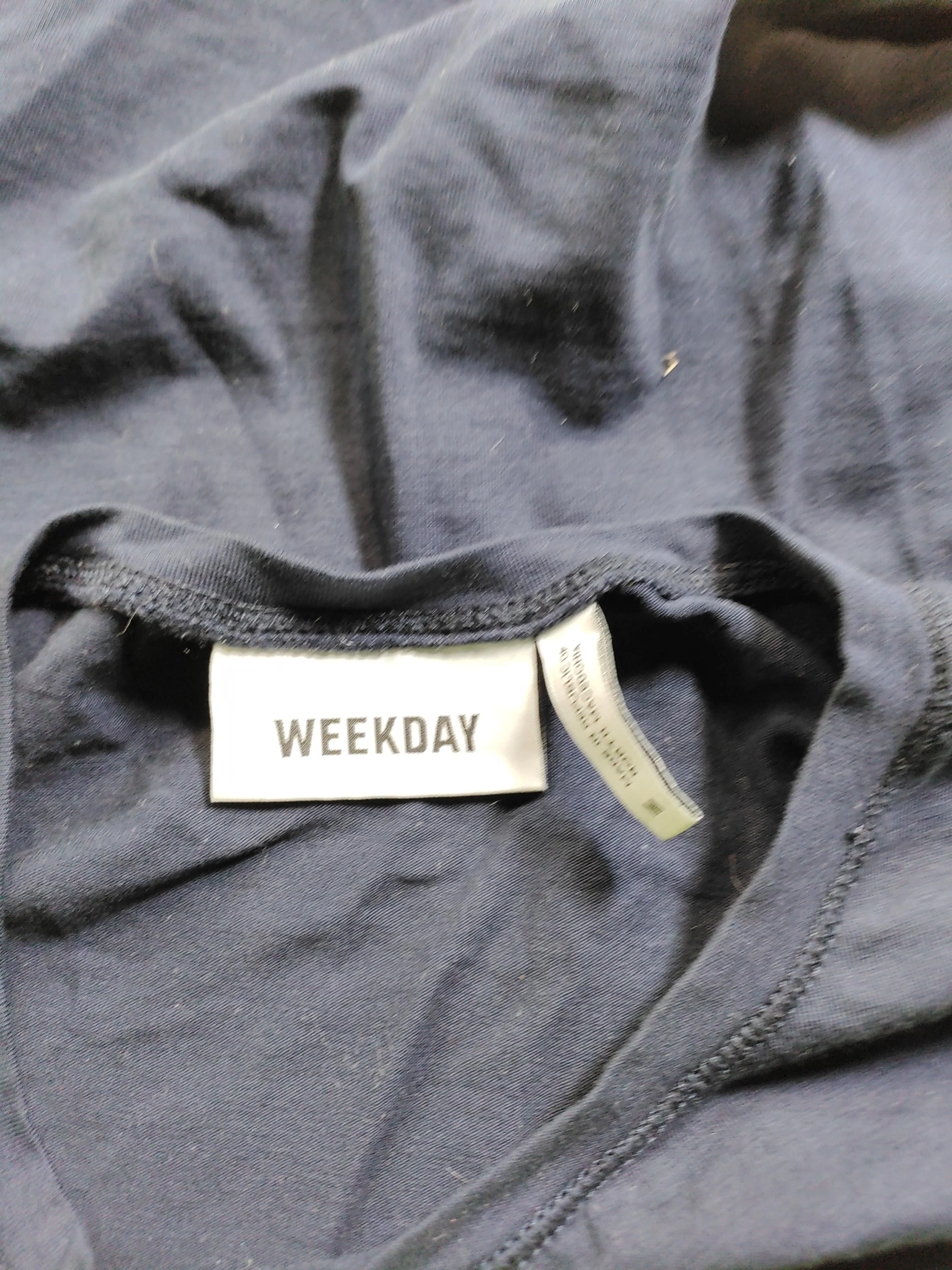 Weekday Women's T-Shirt M Blue Cotton with Elastane Basic - Image 5