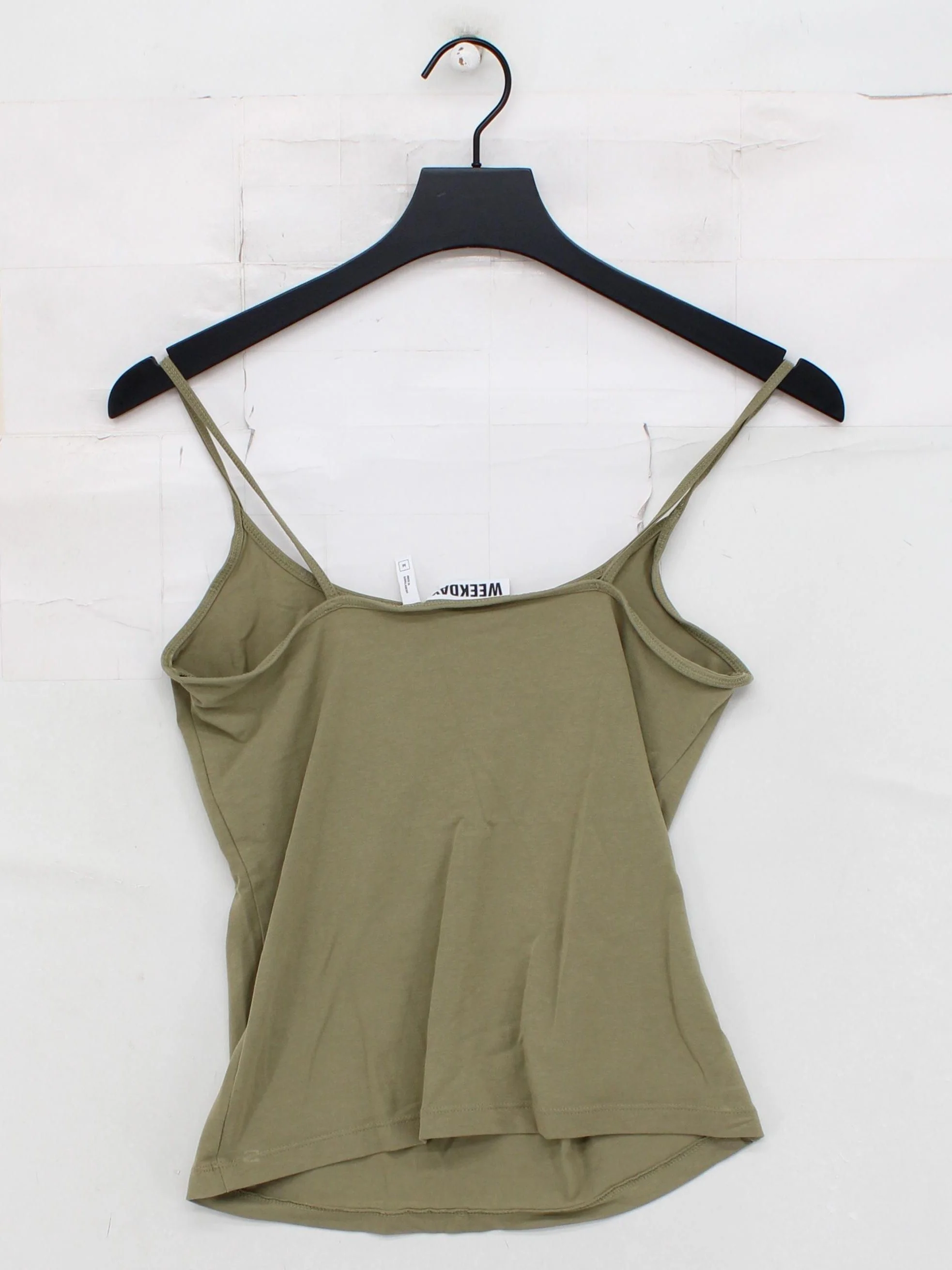 Weekday Women's T-Shirt M Green Cotton with Elastane Camisole - Image 2