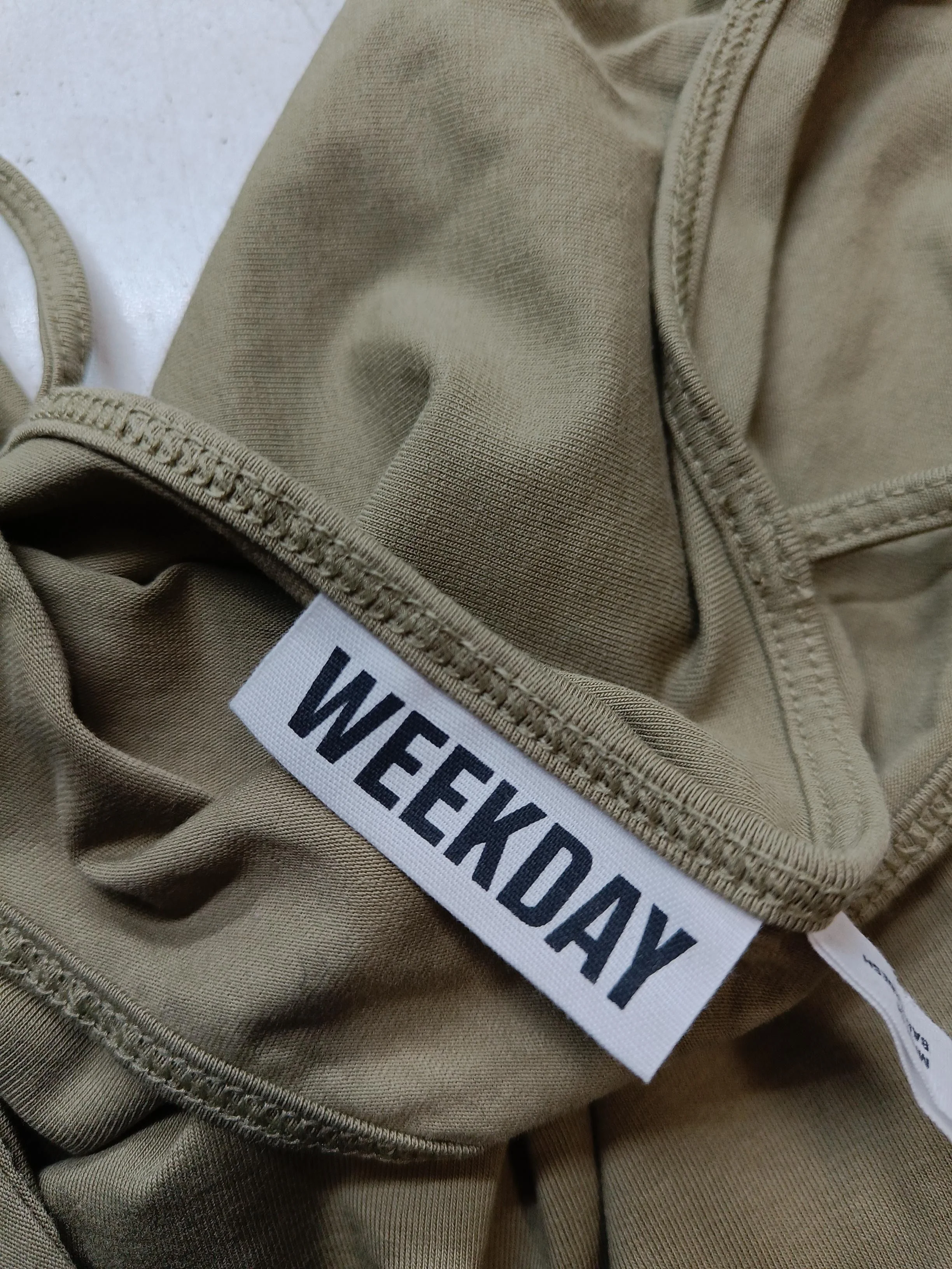 Weekday Women's T-Shirt M Green Cotton with Elastane Camisole - Image 5