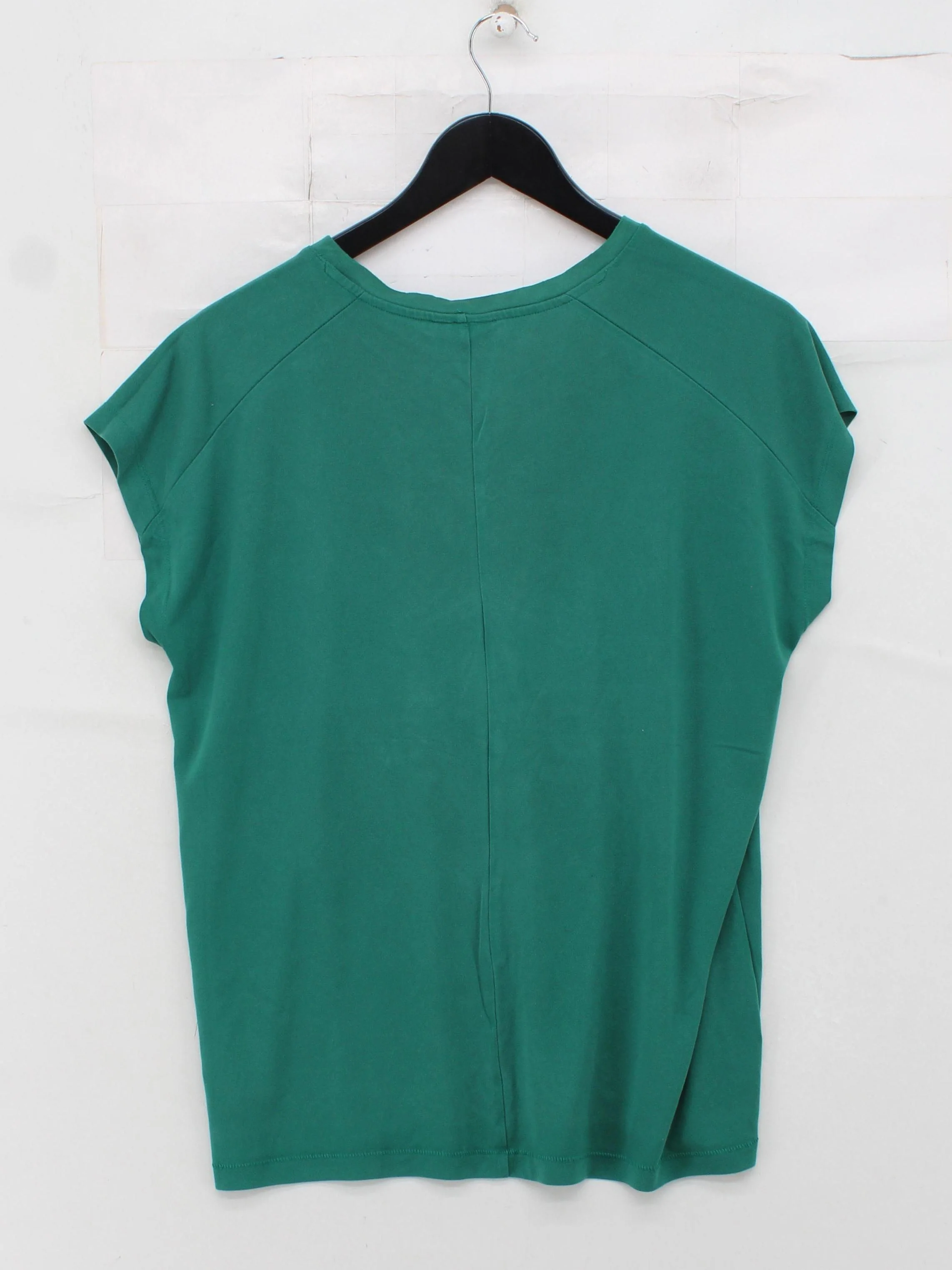 Weekday Women's T-Shirt M Green Viscose with Polyester Basic - Image 2