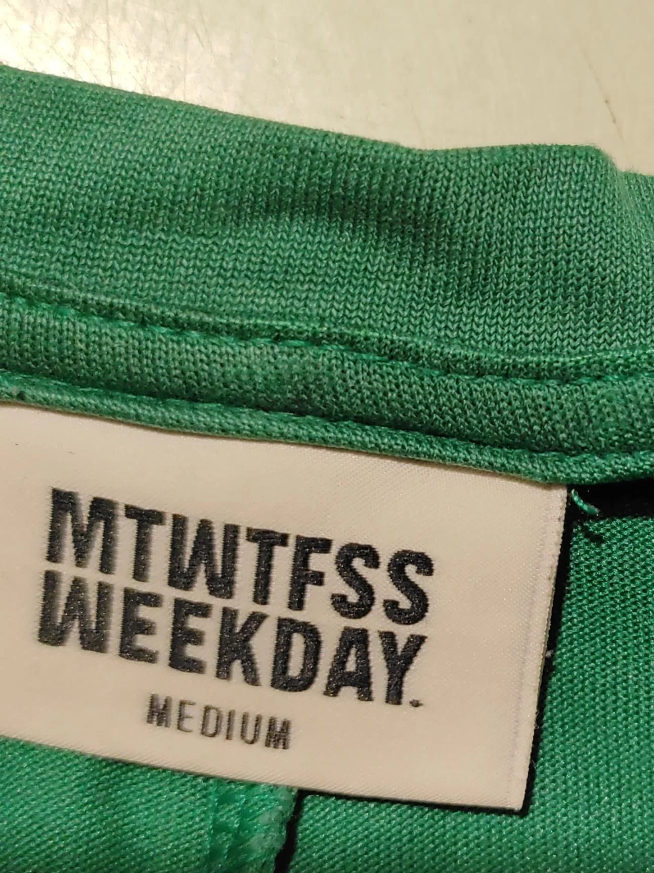 Weekday Women's T-Shirt M Green Viscose with Polyester Basic - Image 5