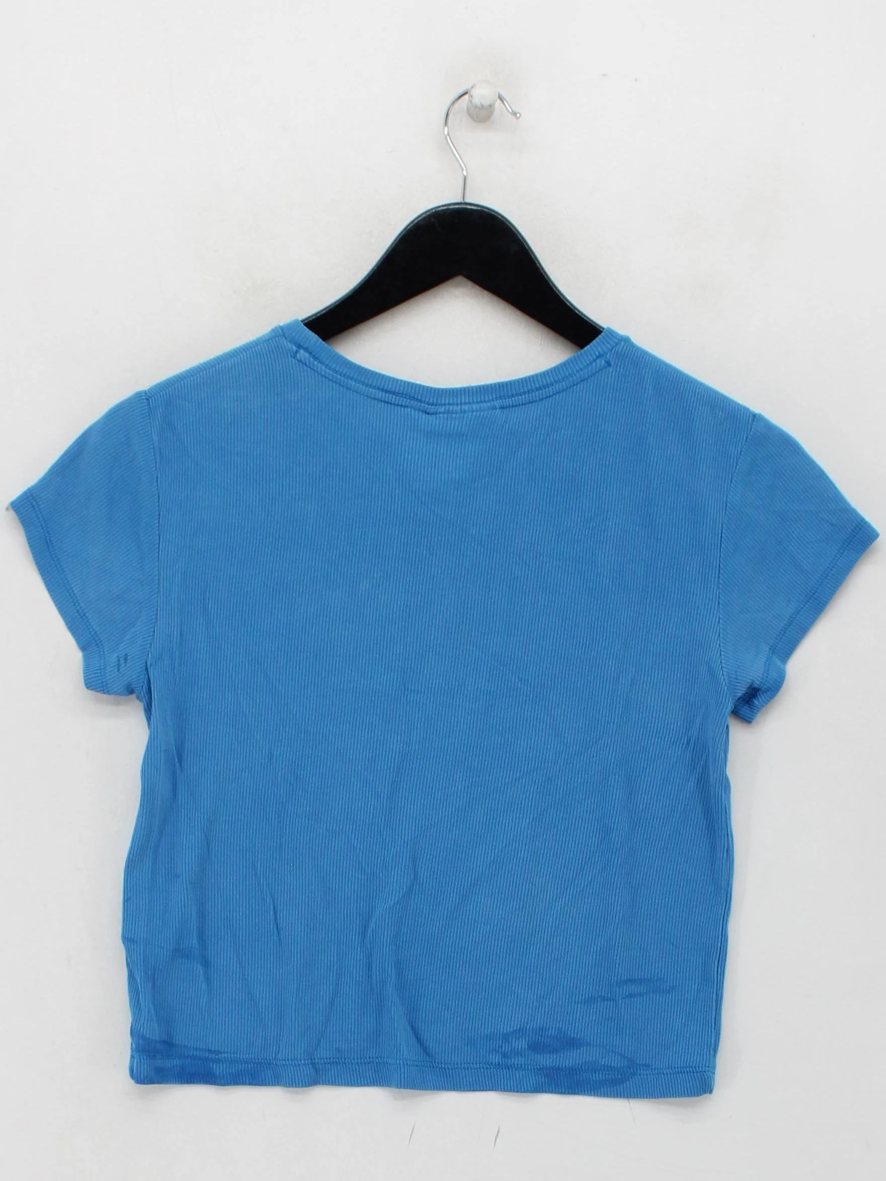 Weekday Women's T-Shirt S Blue Lyocell Modal with Elastane Basic - Image 2
