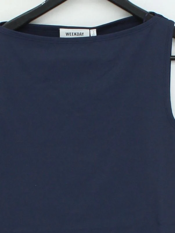 Weekday Women's T-Shirt S Blue Polyester with Elastane Basic New with tags - Image 3