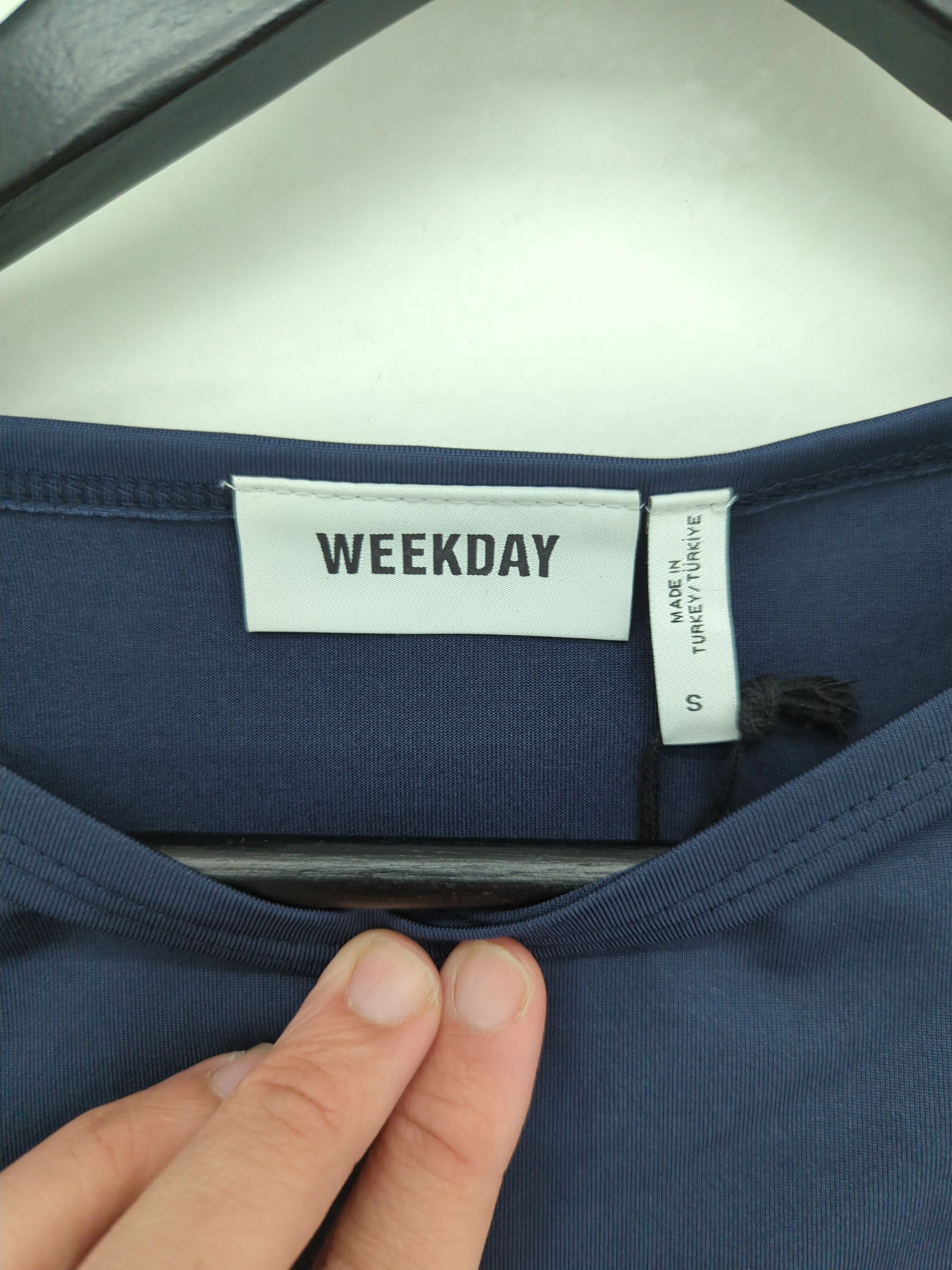 Weekday Women's T-Shirt S Blue Polyester with Elastane Basic New with tags - Image 5