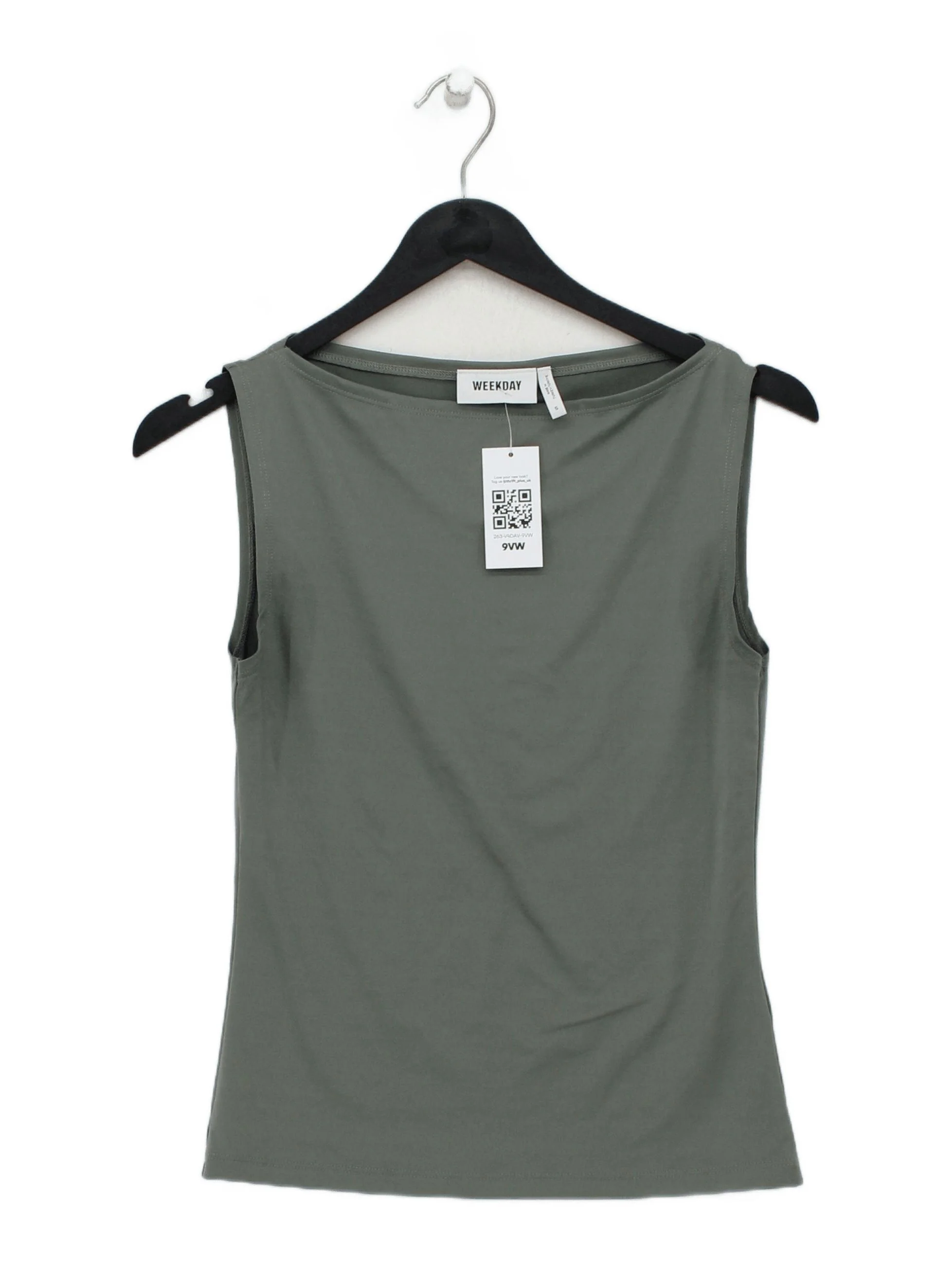Weekday Women's T-Shirt S Green Polyester with Elastane Basic