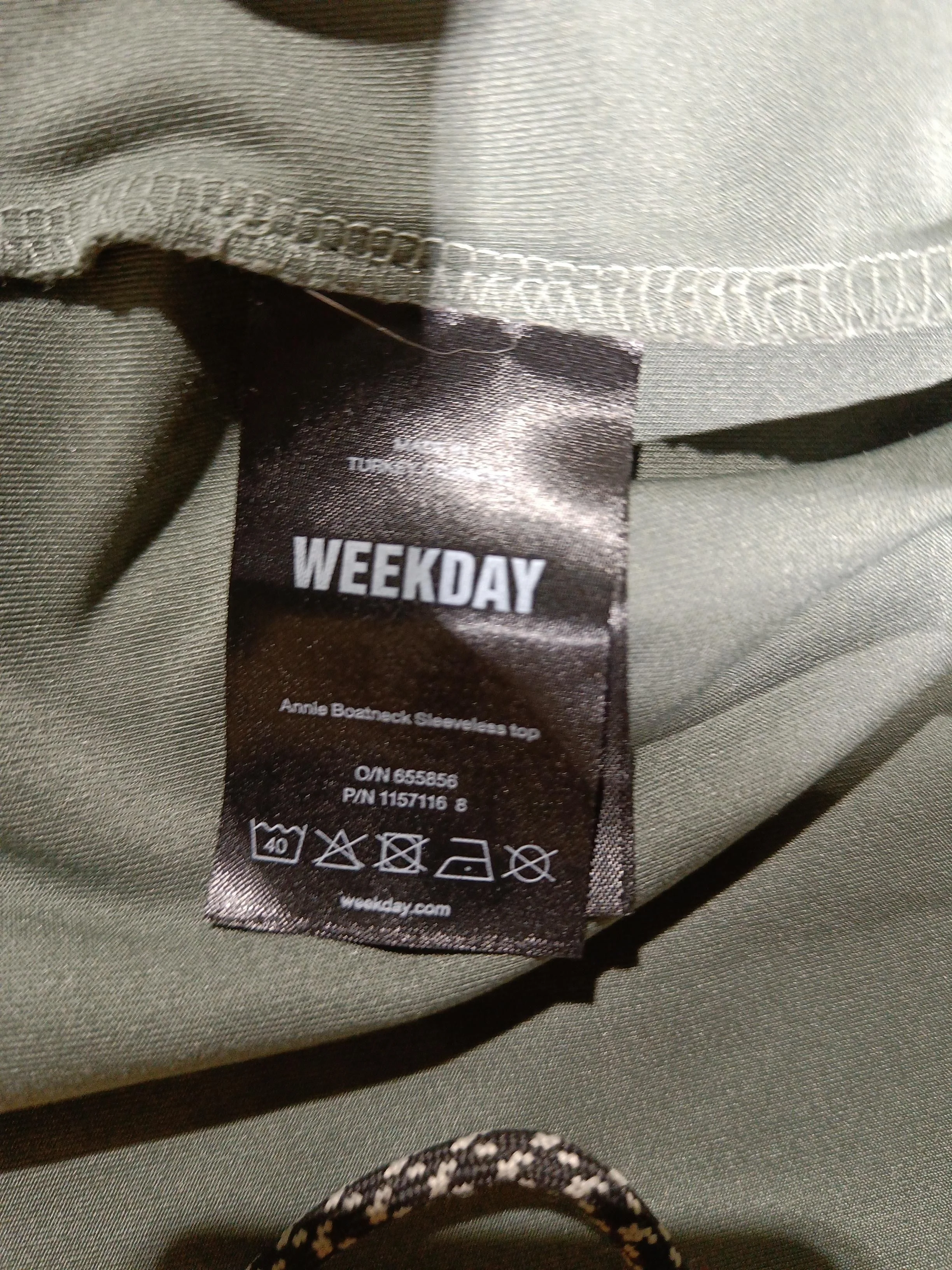 Weekday Women's T-Shirt S Green Polyester with Elastane Basic - Image 6