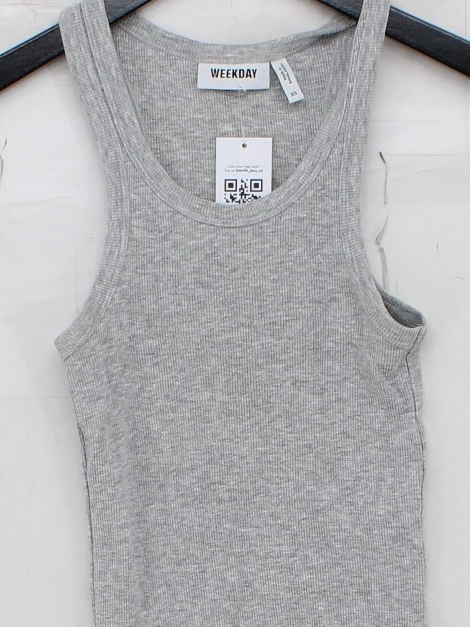 Weekday Women's T-Shirt XS Grey 100% Other Sleeveless Round Neck Basic - Image 3