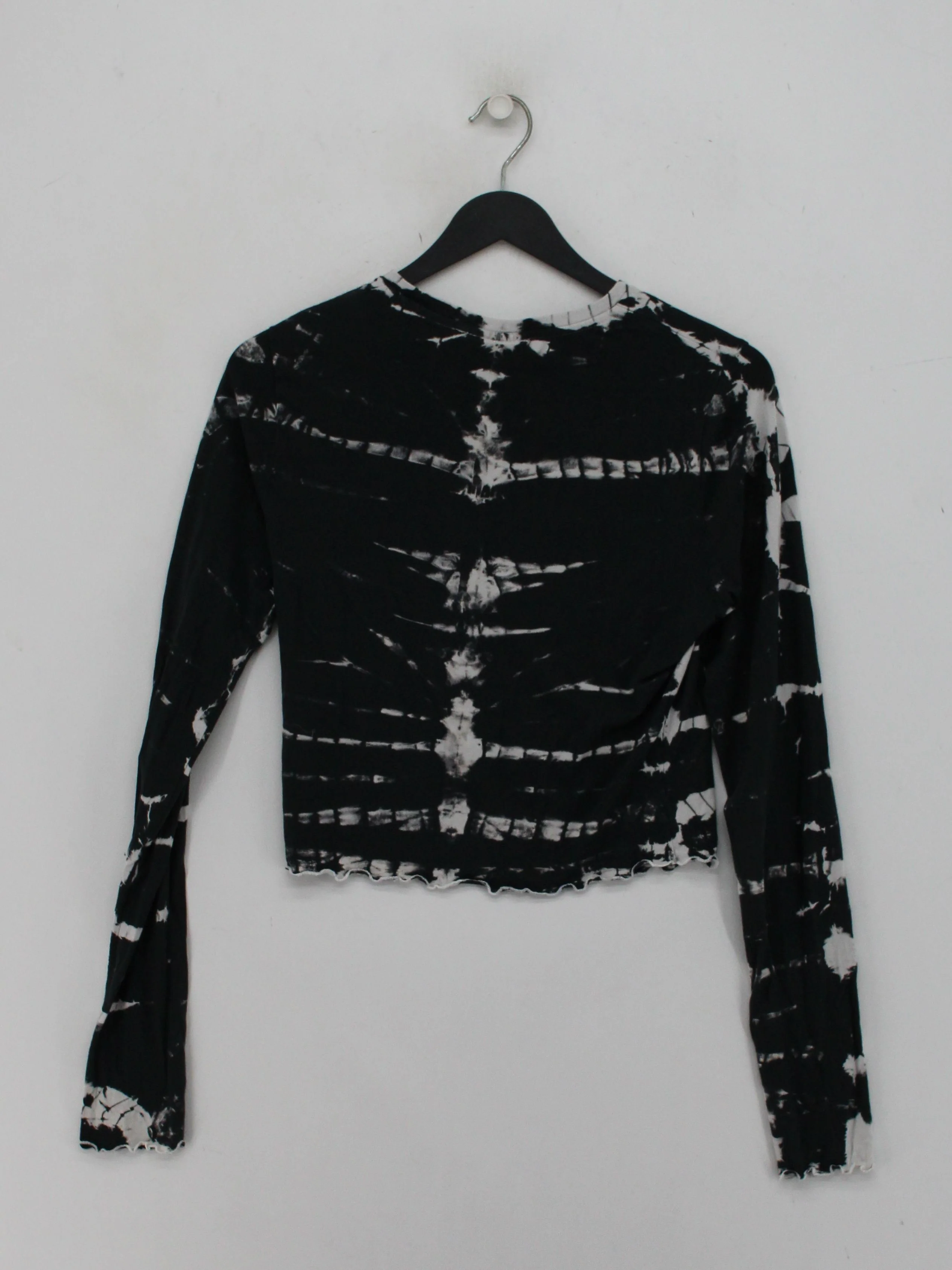 Weekday Women's Top M Black Cotton with Elastane Long Sleeve Round Neck Cropped - Image 2