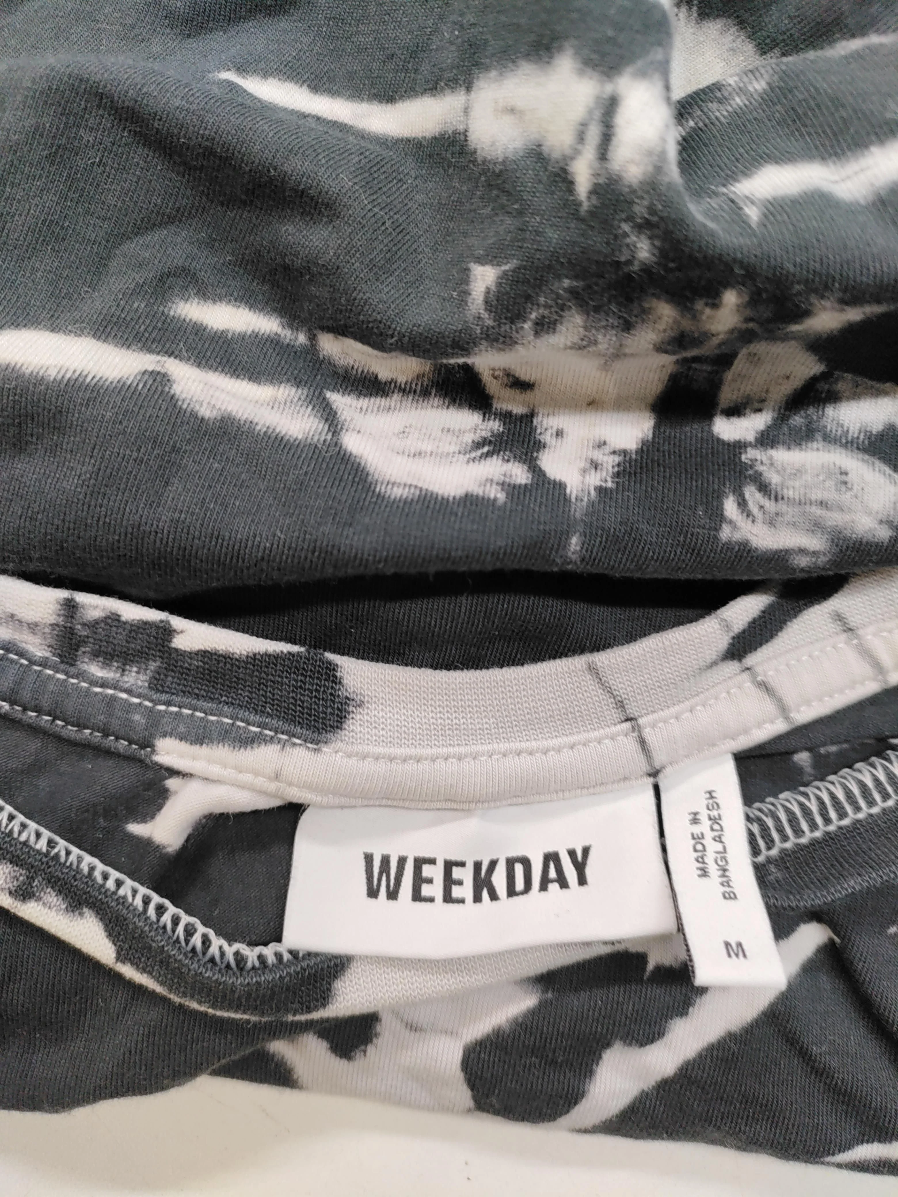 Weekday Women's Top M Black Cotton with Elastane Long Sleeve Round Neck Cropped - Image 5